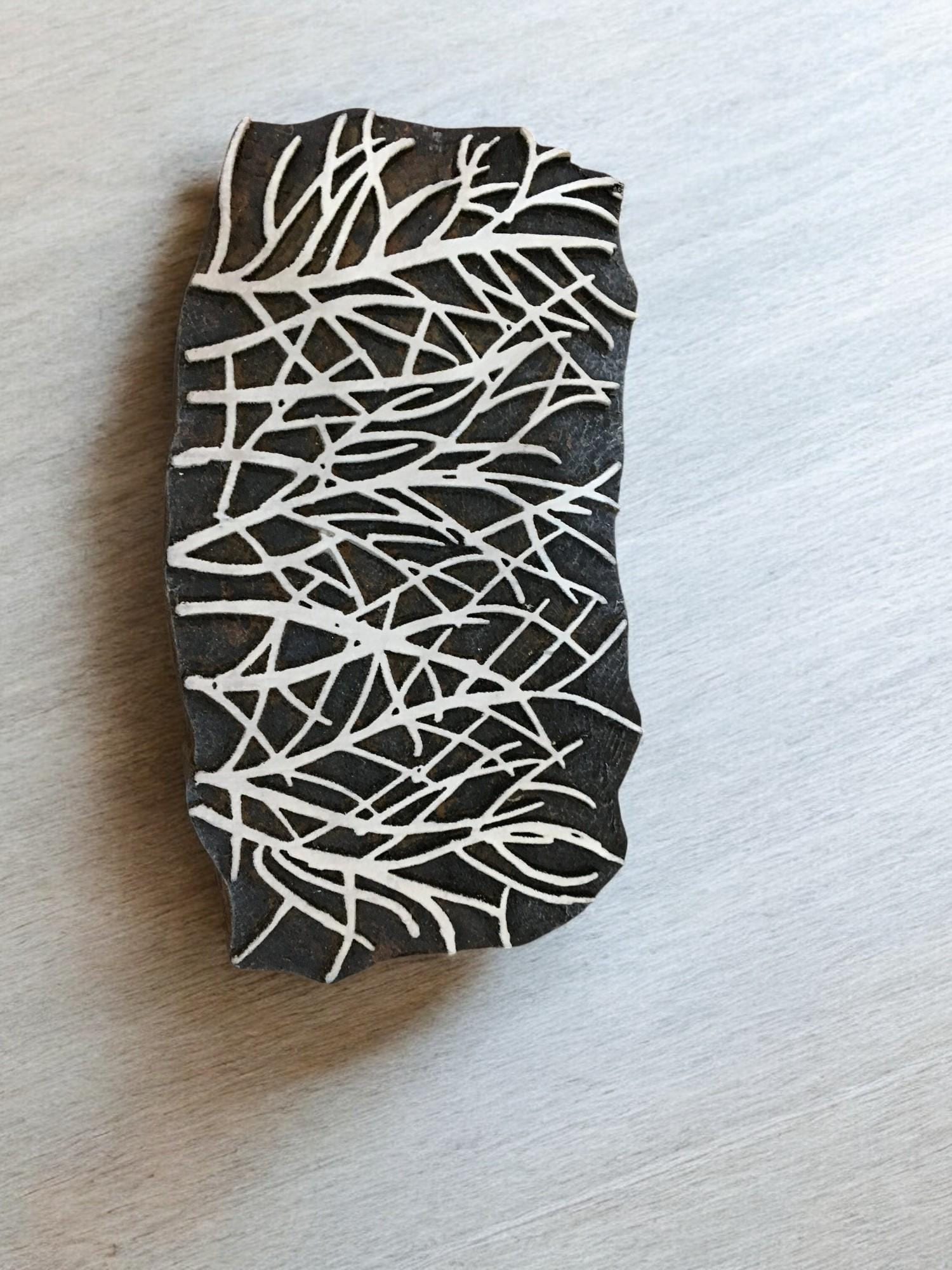 SeaGrass,  hand carved Indian wood printing block; textile stamp; pottery stamp,
