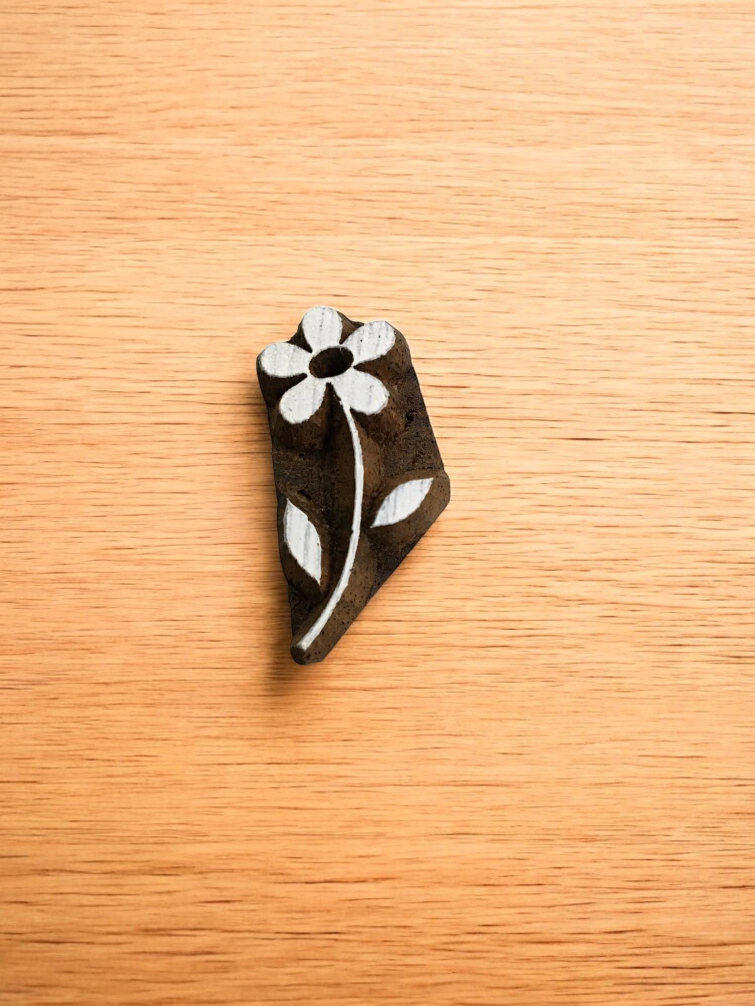 Grass Flower, hand carved Indian wood printing block; textile stamp; pottery stamp,