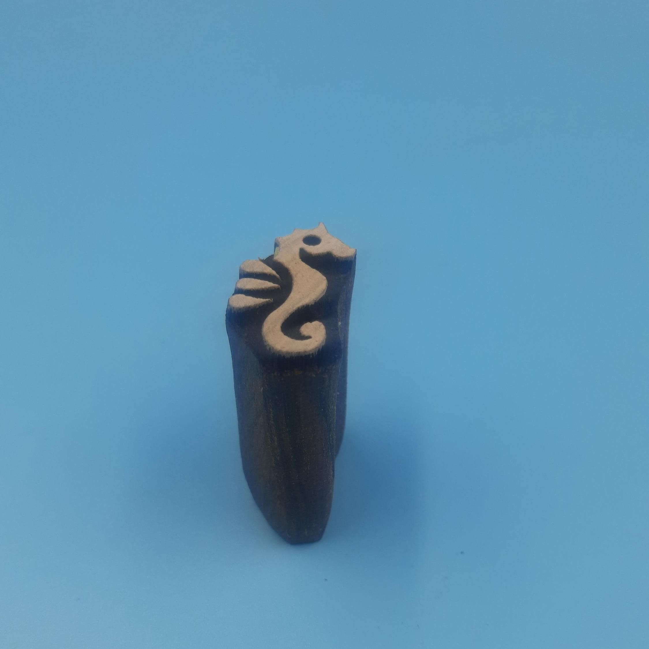 Solid Seahorse Wooden Printing Block Pottery Stamp, Batik Tjaps, Blaudruck stempel