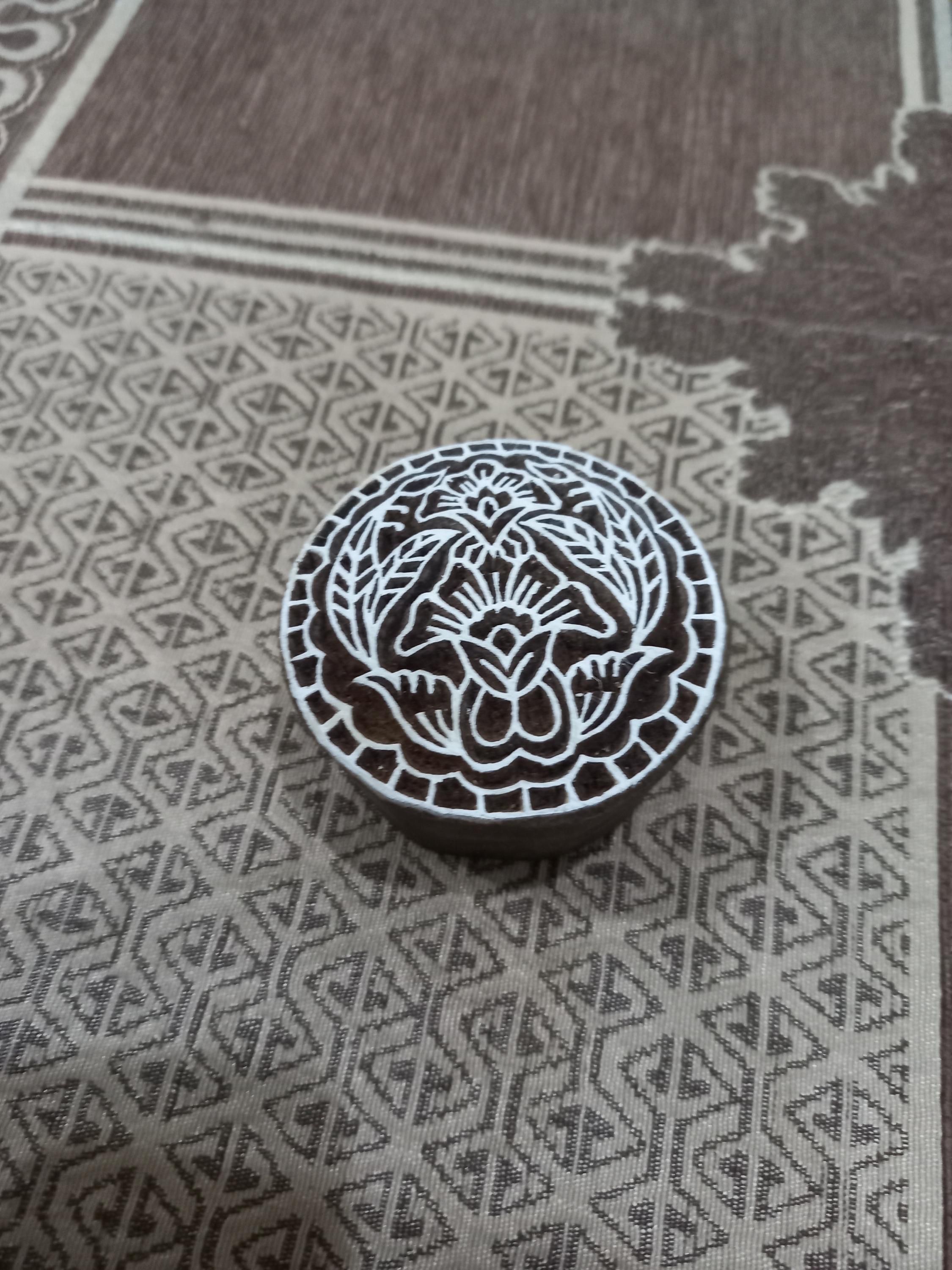 Floral Mandala Wooden Printing Block, Batik Tjaps (7.5cm)