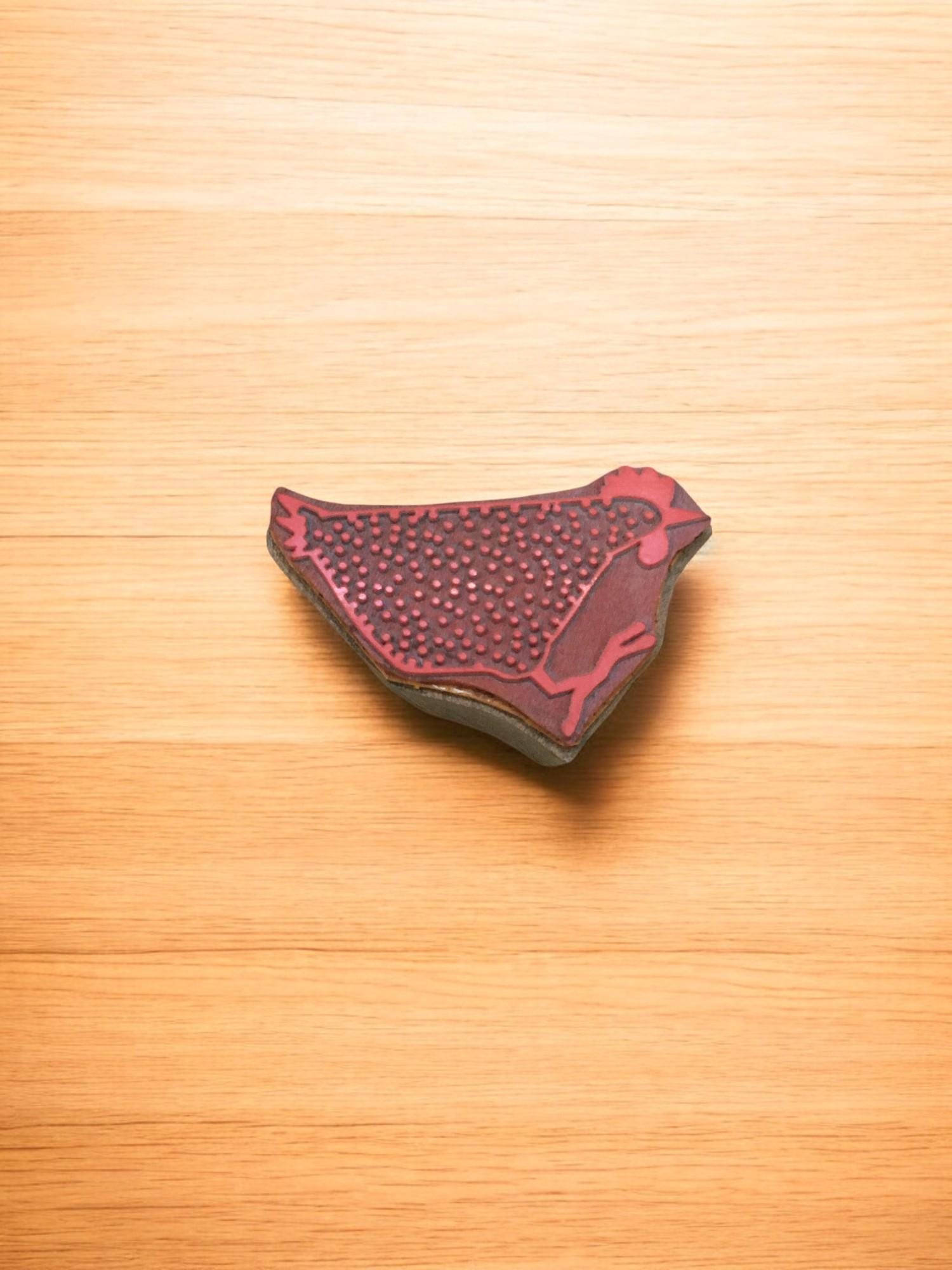 Funky Chicken Printing Block, Indian Wooden Stamp, Pottery Stamp