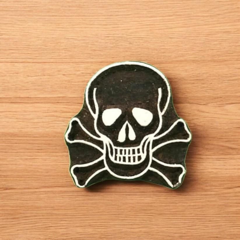 Indian Wooden Printing Block - Skull & Crossbones