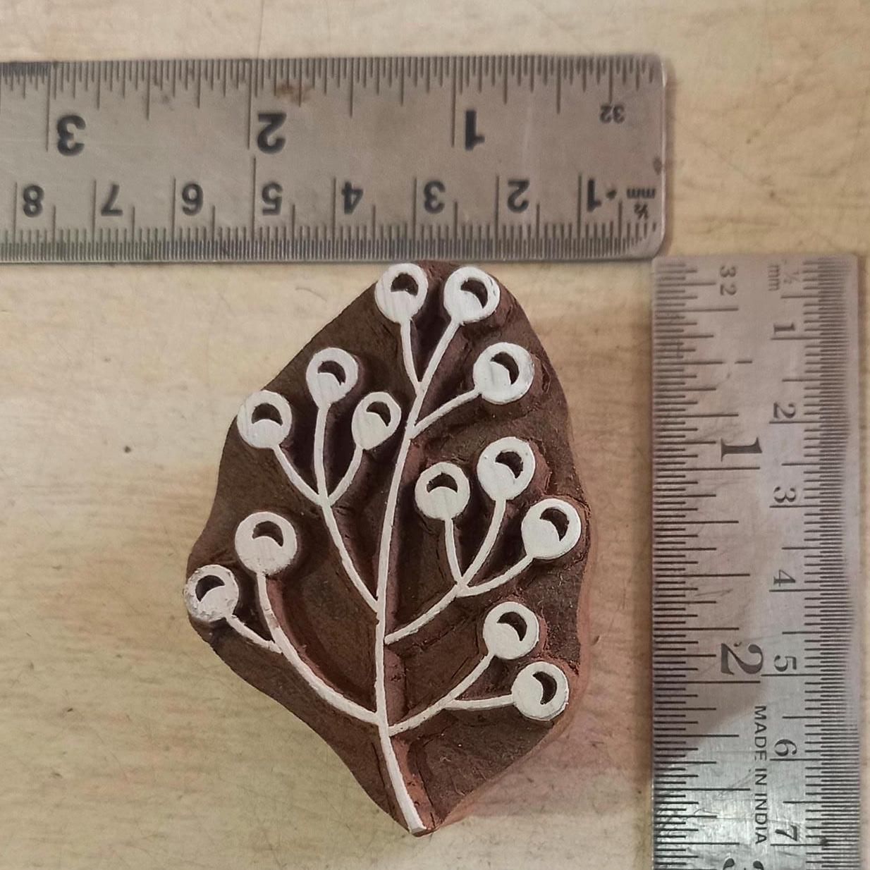 Garden Berries Wooden Printing Block Pottery Stamp, Batik Tjaps, Blaudruck stempel