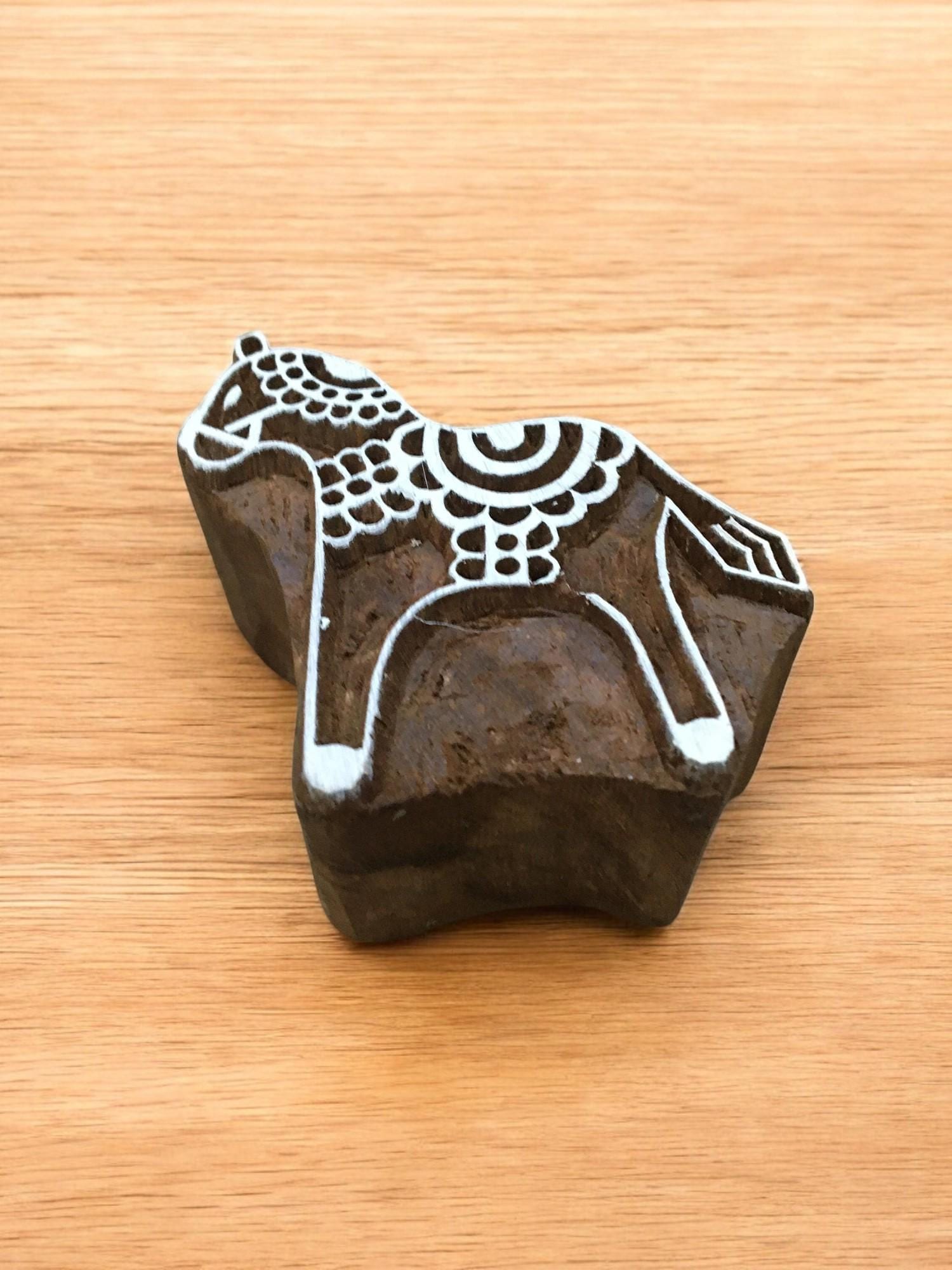 Dala Horse Wooden Stamp, Swedish Folk Art Block