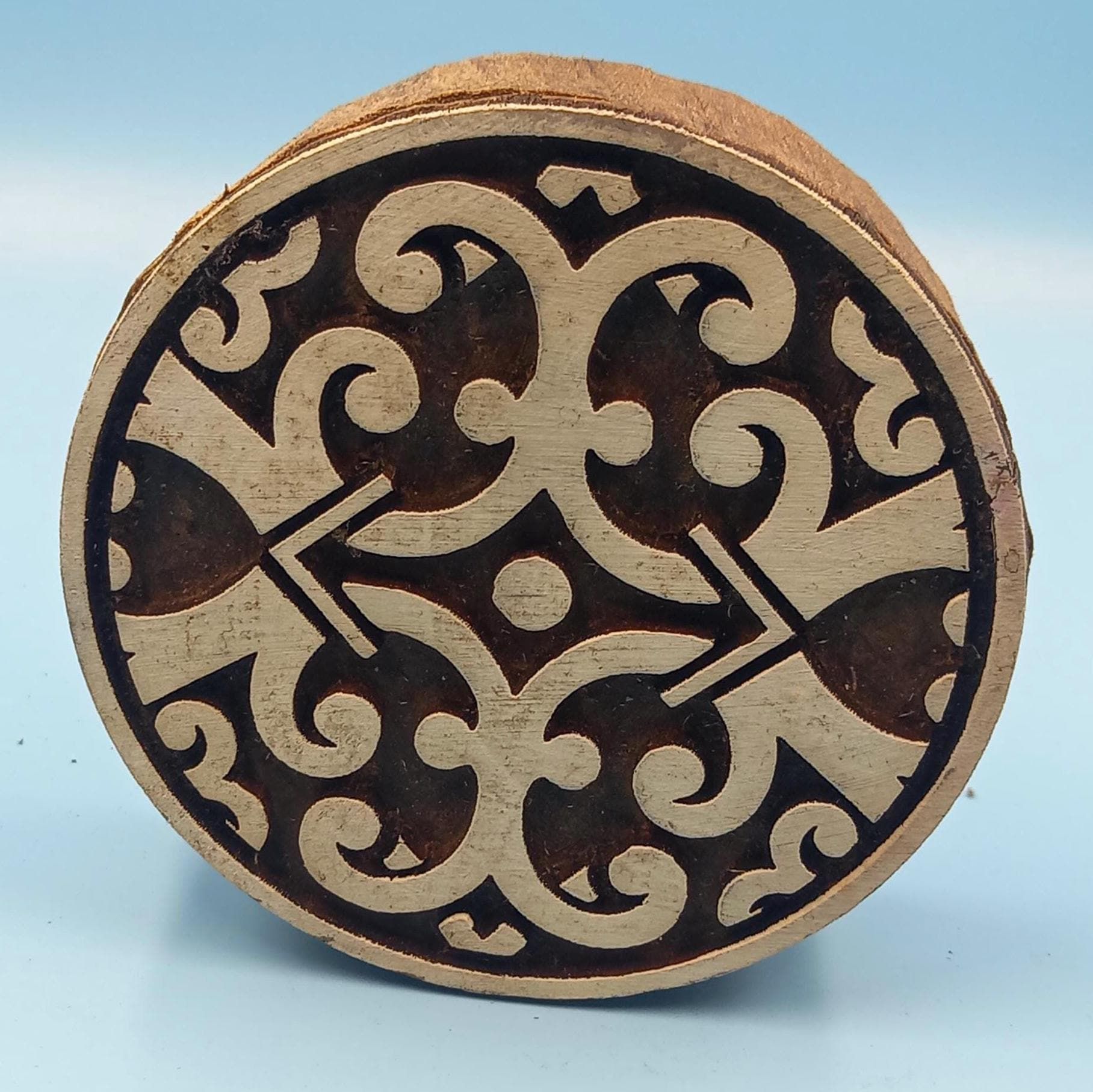 Oriental Mandala 02 Wooden Printing Block Pottery Stamp, Batik Tjaps, Blaudruck stempel
