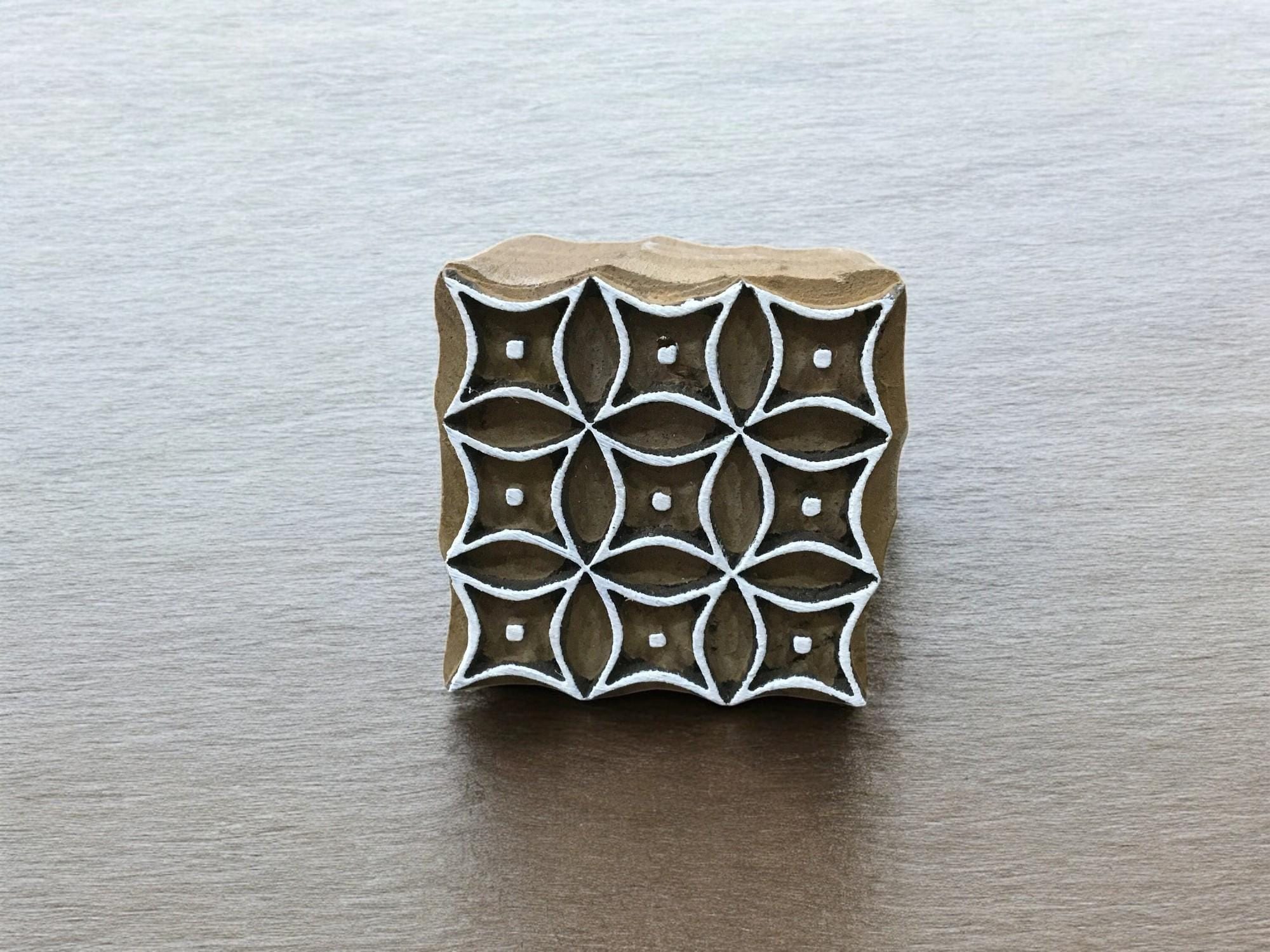 Medium Repeat Pattern Square  hand carved Indian wood printing block; textile stamp; pottery stamp,