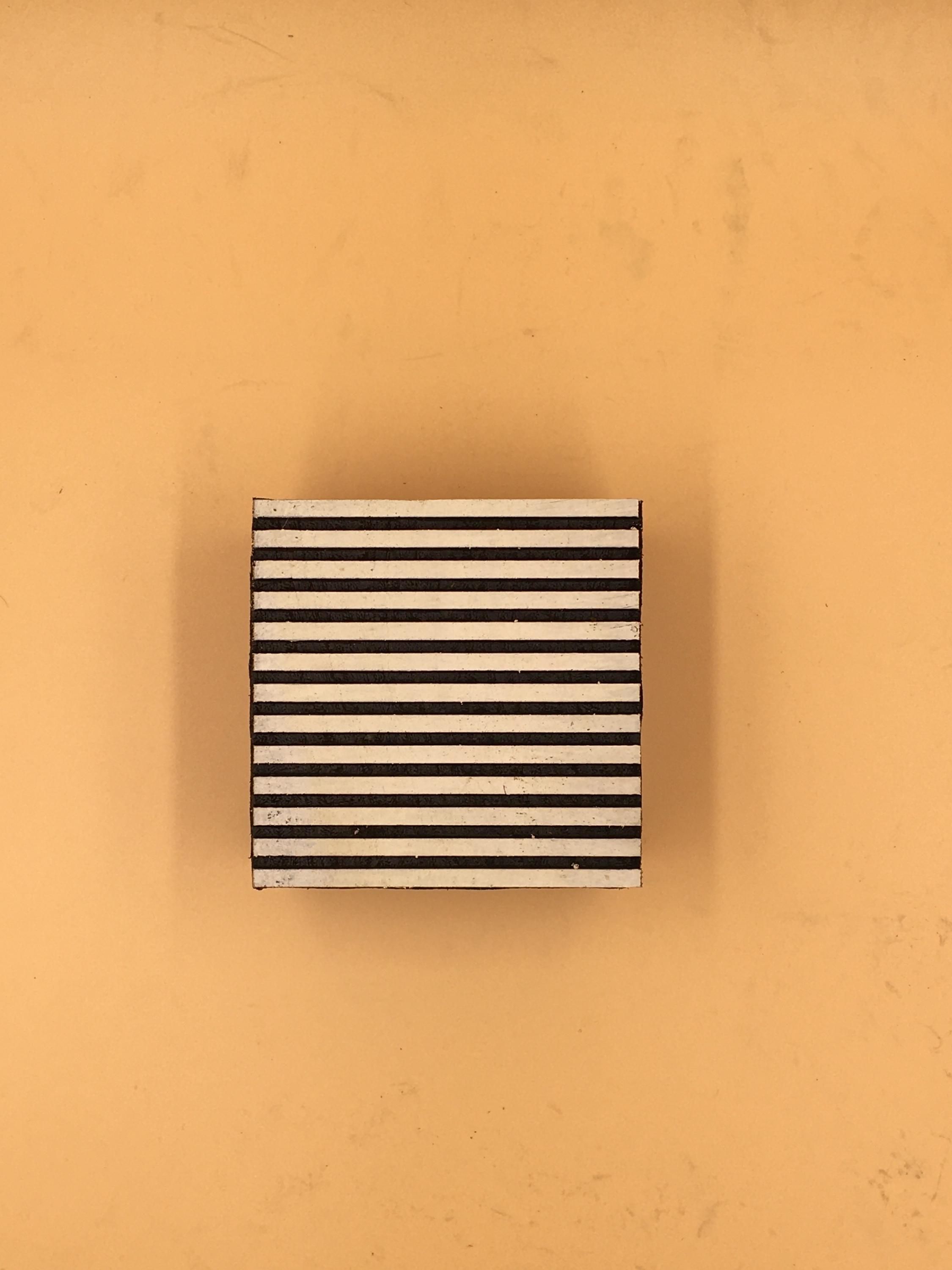 Stripy Square Wooden Printing Block, Pottery Stamp (7.5cm)