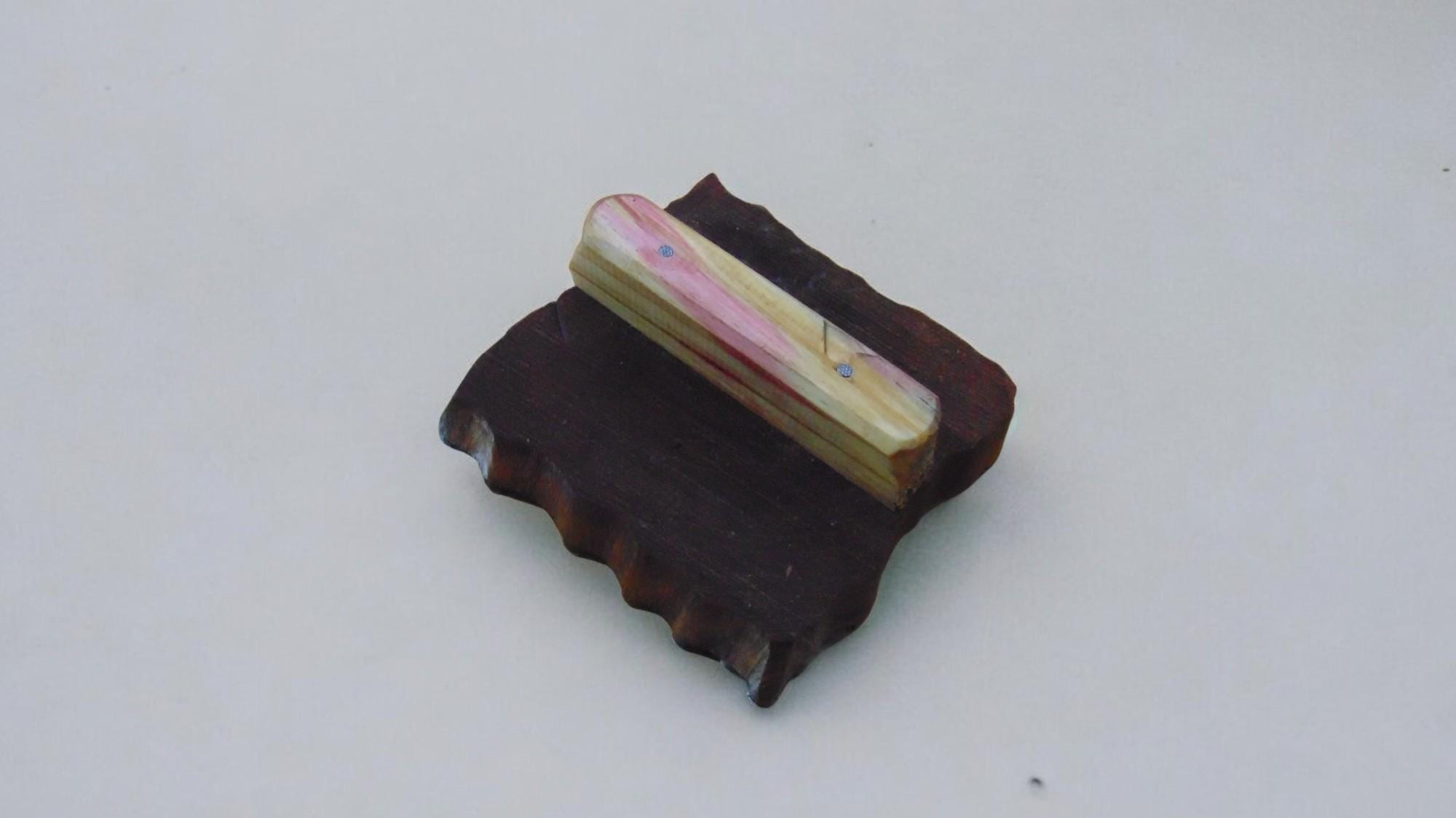 Hand Carved Indian Wood Printing Block, Leaf Design Textile Stamp
