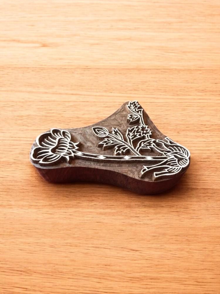 Floral Wood Stamp, Hand Carved Indian Textile Block