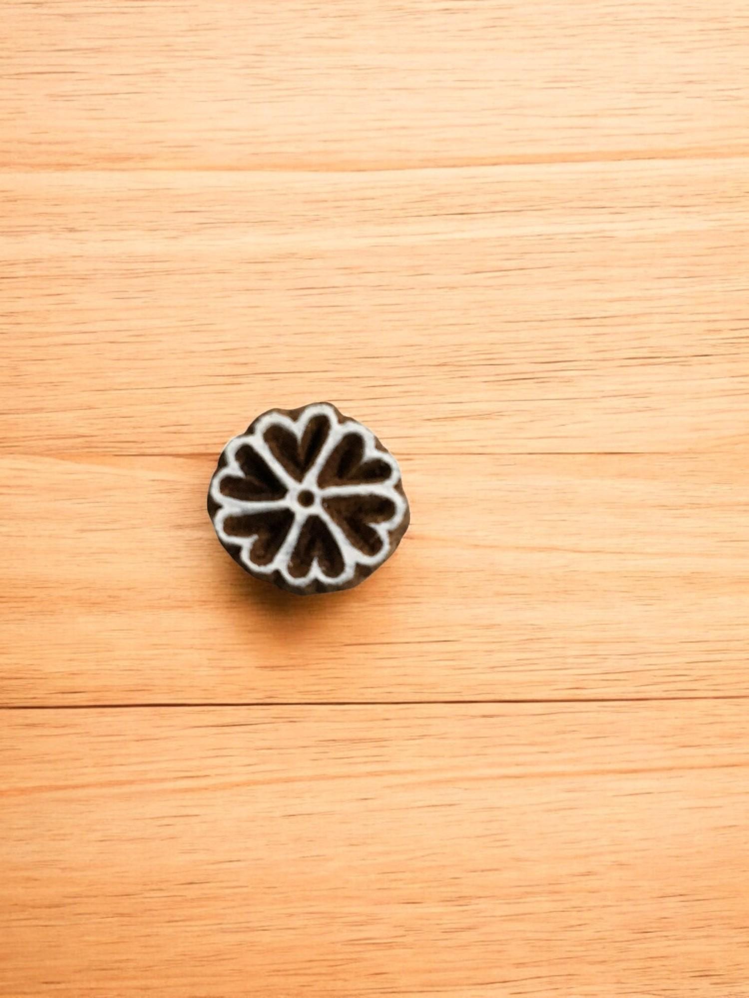 Tiny Flower Indian Wooden Printing Block, Textile Stamp (2.5 cm)
