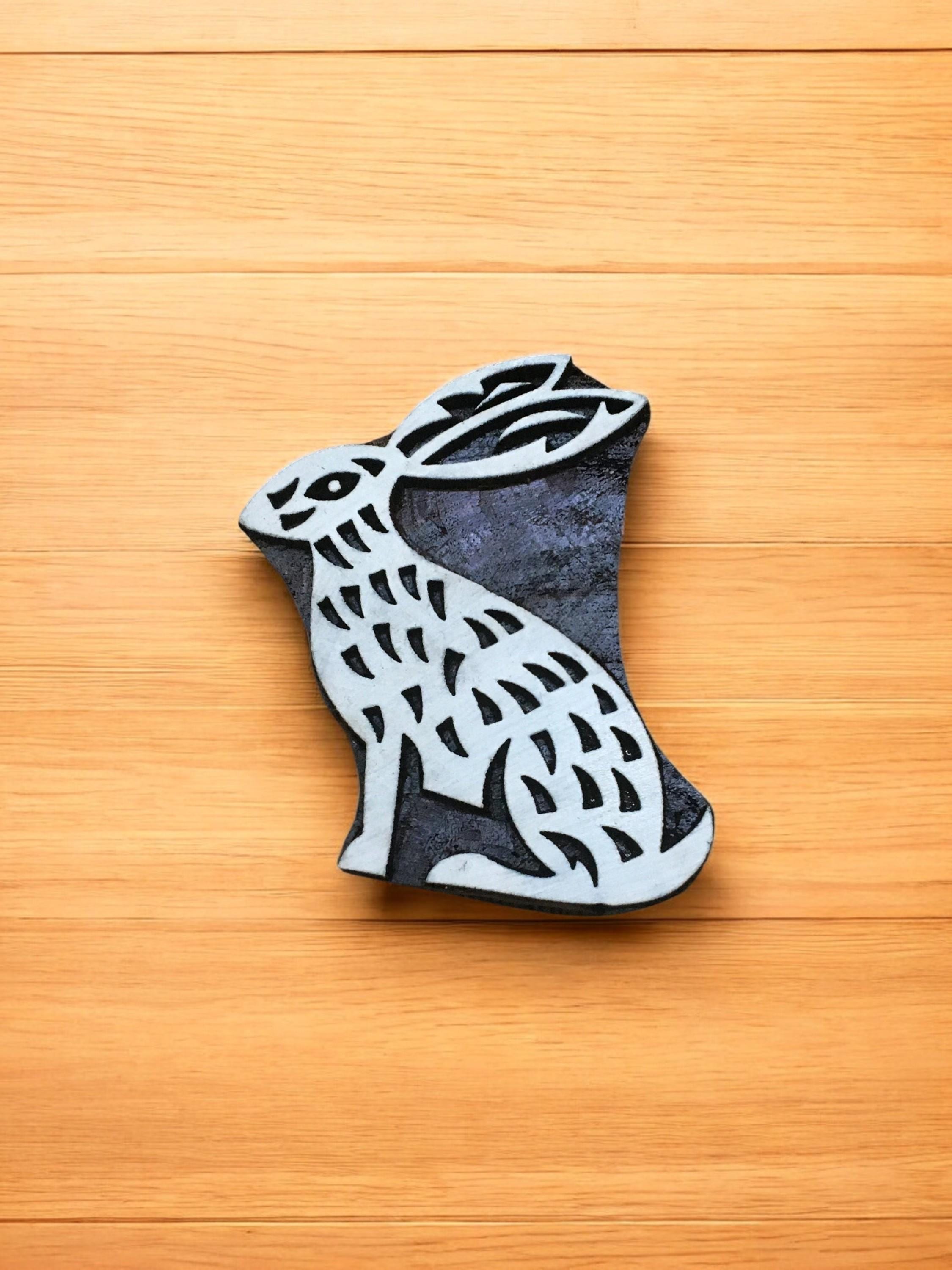 Hare and Seed Head Stamp Block Set, Hand Carved Indian Wood Printing