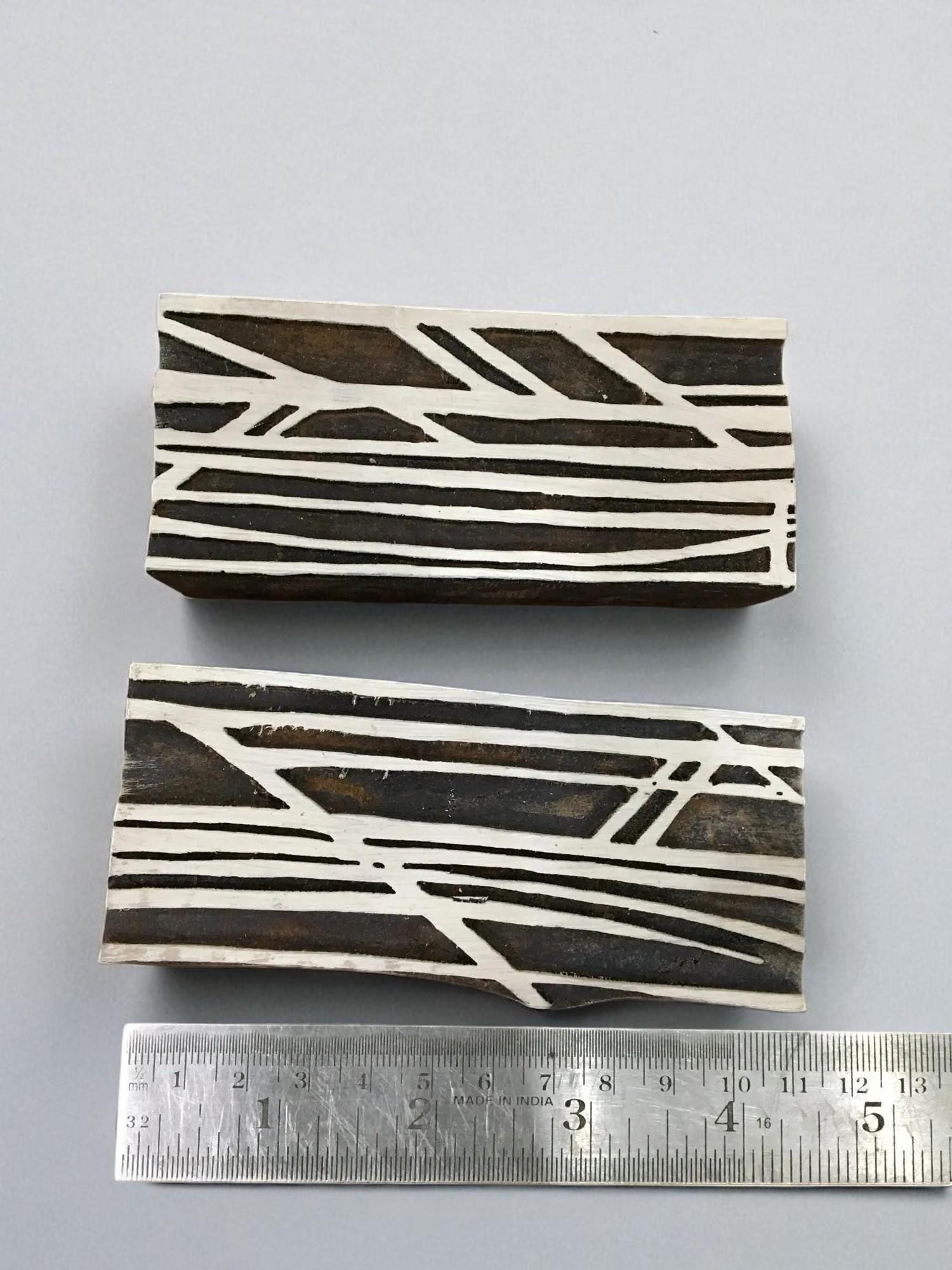 Bamboo Maze Pair,  hand carved Indian wood printing block; textile stamp; pottery stamp,