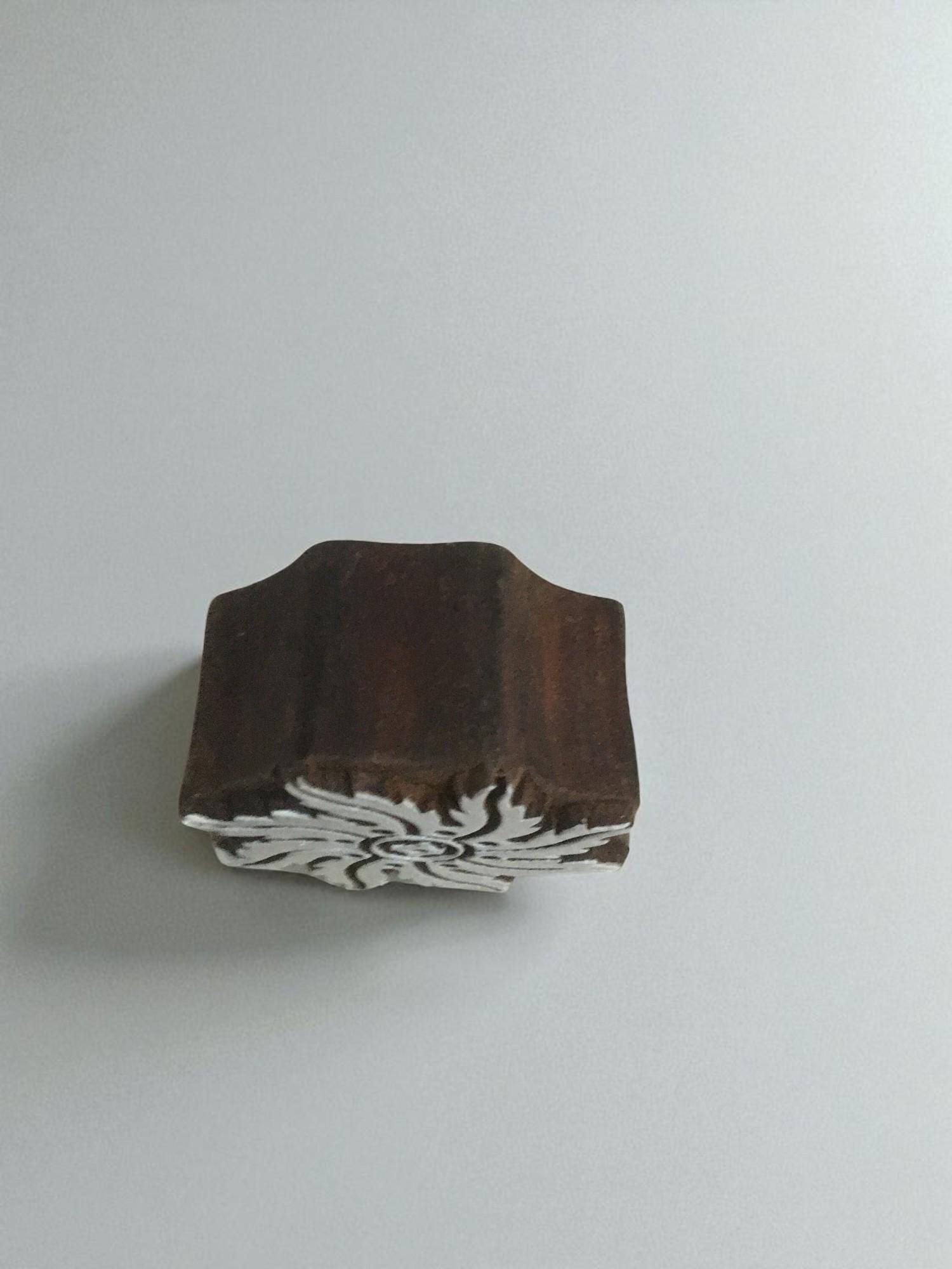 Fair Trade Carved Indian Wood Stamp, 8cm Mandala Design