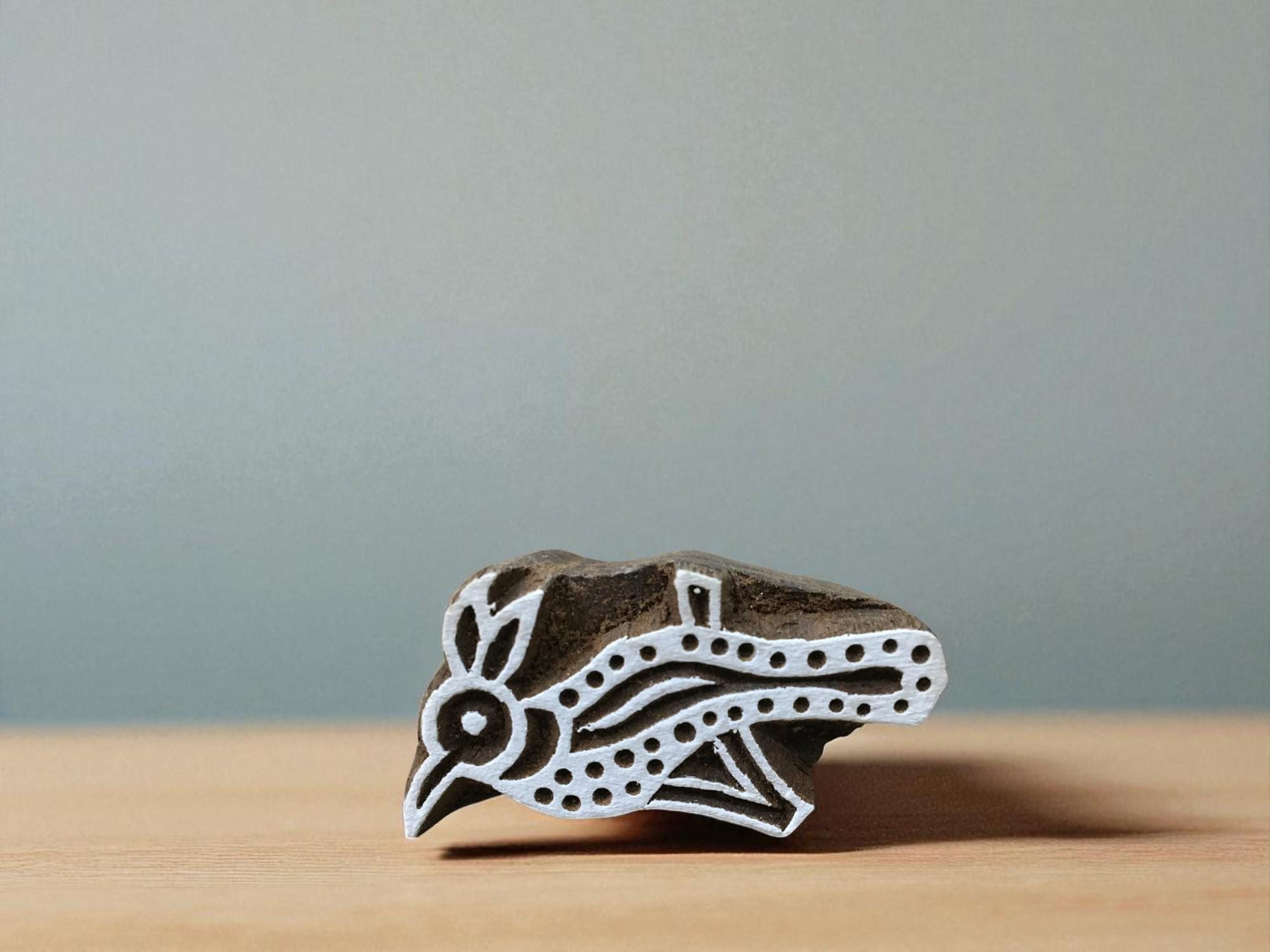 Woodpecker Bird,  hand carved Indian wood printing block; textile stamp; pottery stamp,