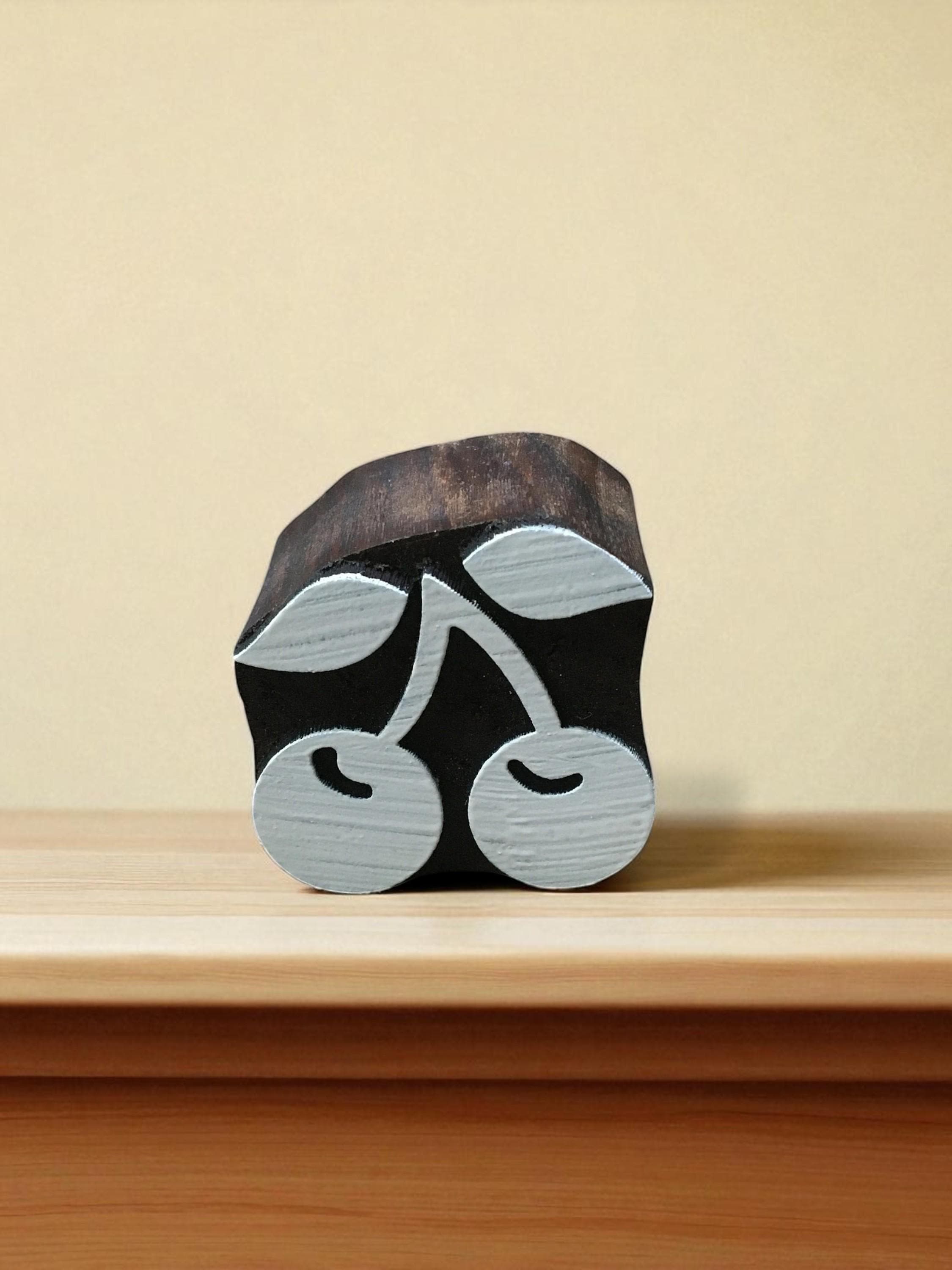 Hand Carved Cherry Wood Stamp – Indian Textile Block, Pottery Stamp