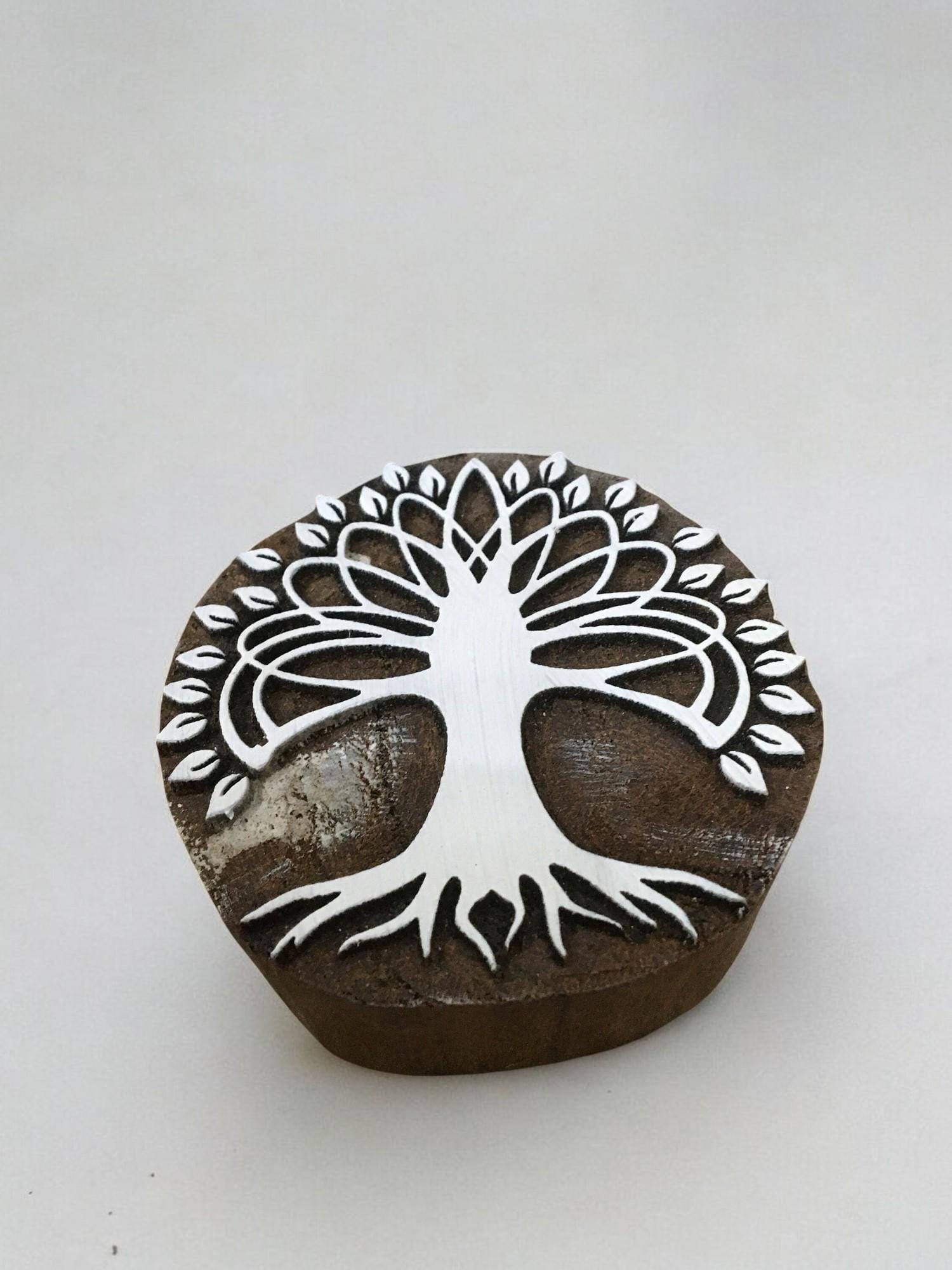 Mandala Tree Indian Wood Stamp, Block Print, Tjaps