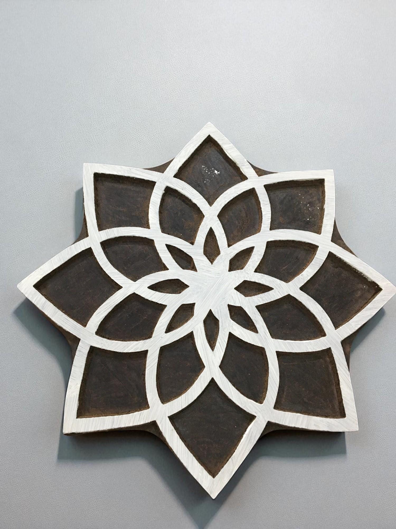 Geomeric lotus Flower  hand carved Indian wood printing block; textile stamp; pottery stamp,
