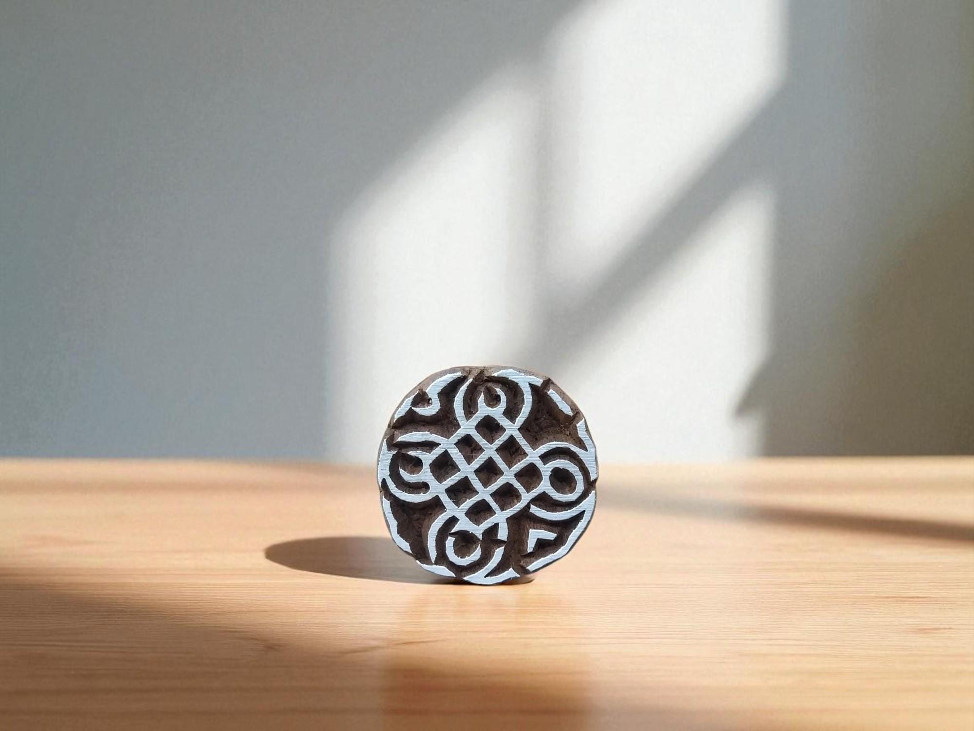 A Mini Mandala  hand carved Indian wood printing block; textile stamp; pottery stamp,