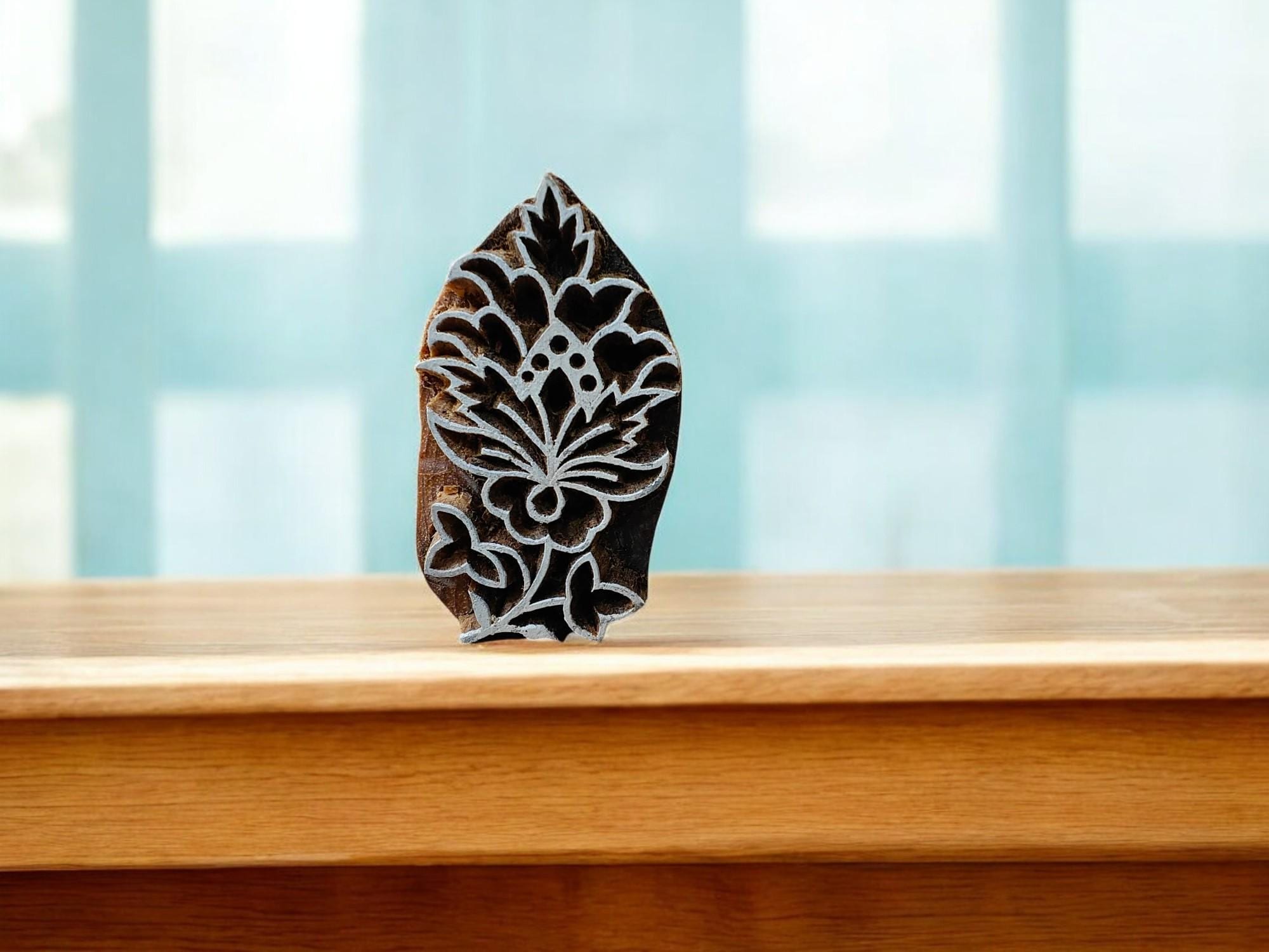 Mini Floral pottery stamp ceramic mold scrapbooking tjap batik printing floral carved stamps.