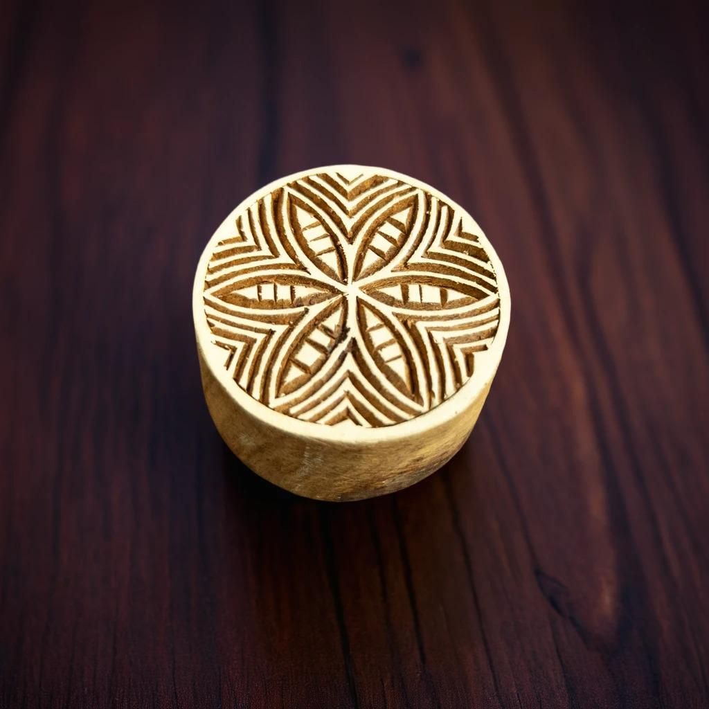 African Circle Wooden Printing Block | Fabric Printing and Batik Tools