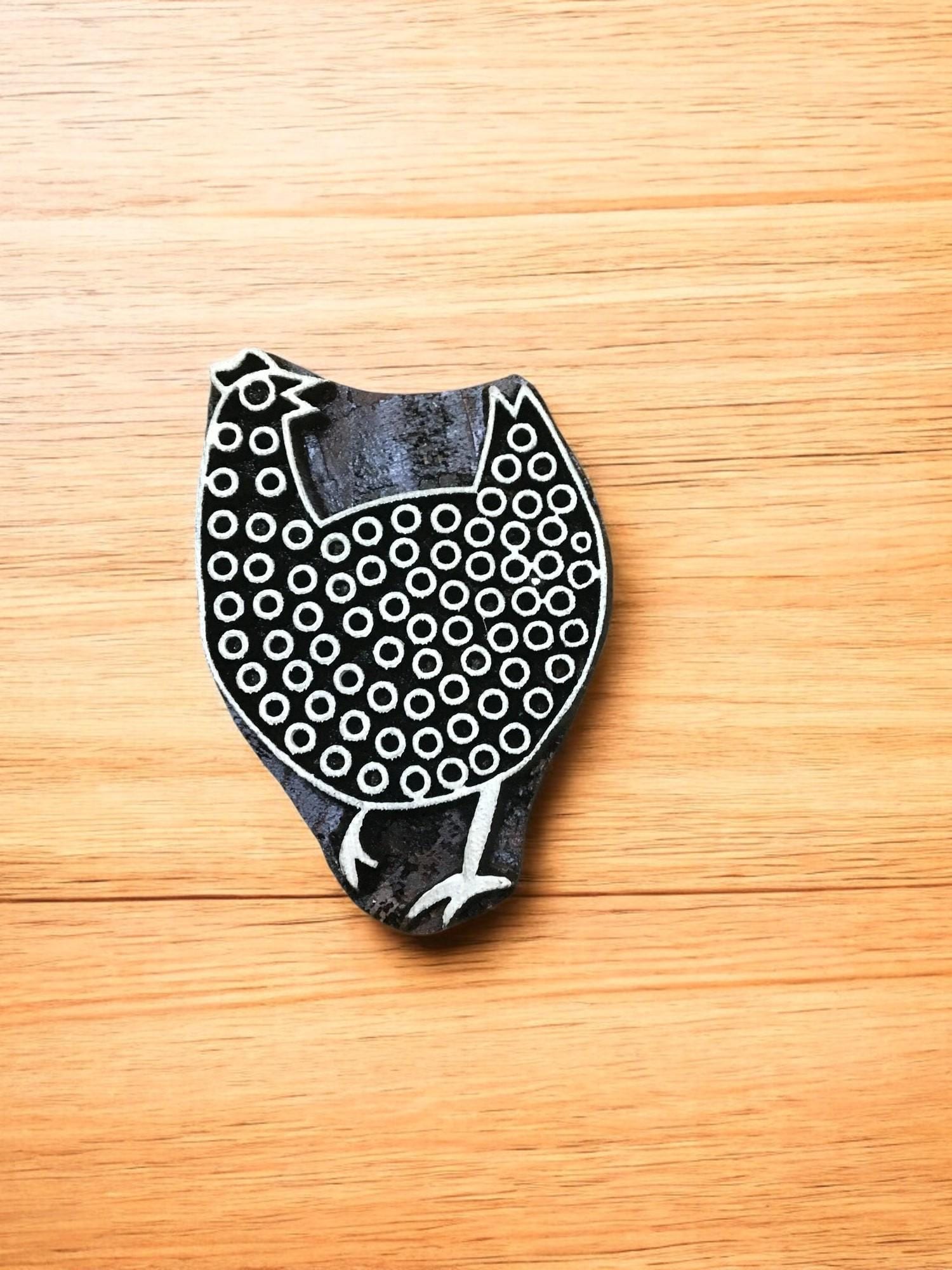 Hand Carved Chicken Wood Printing Block Set, Textile Pottery Stamps
