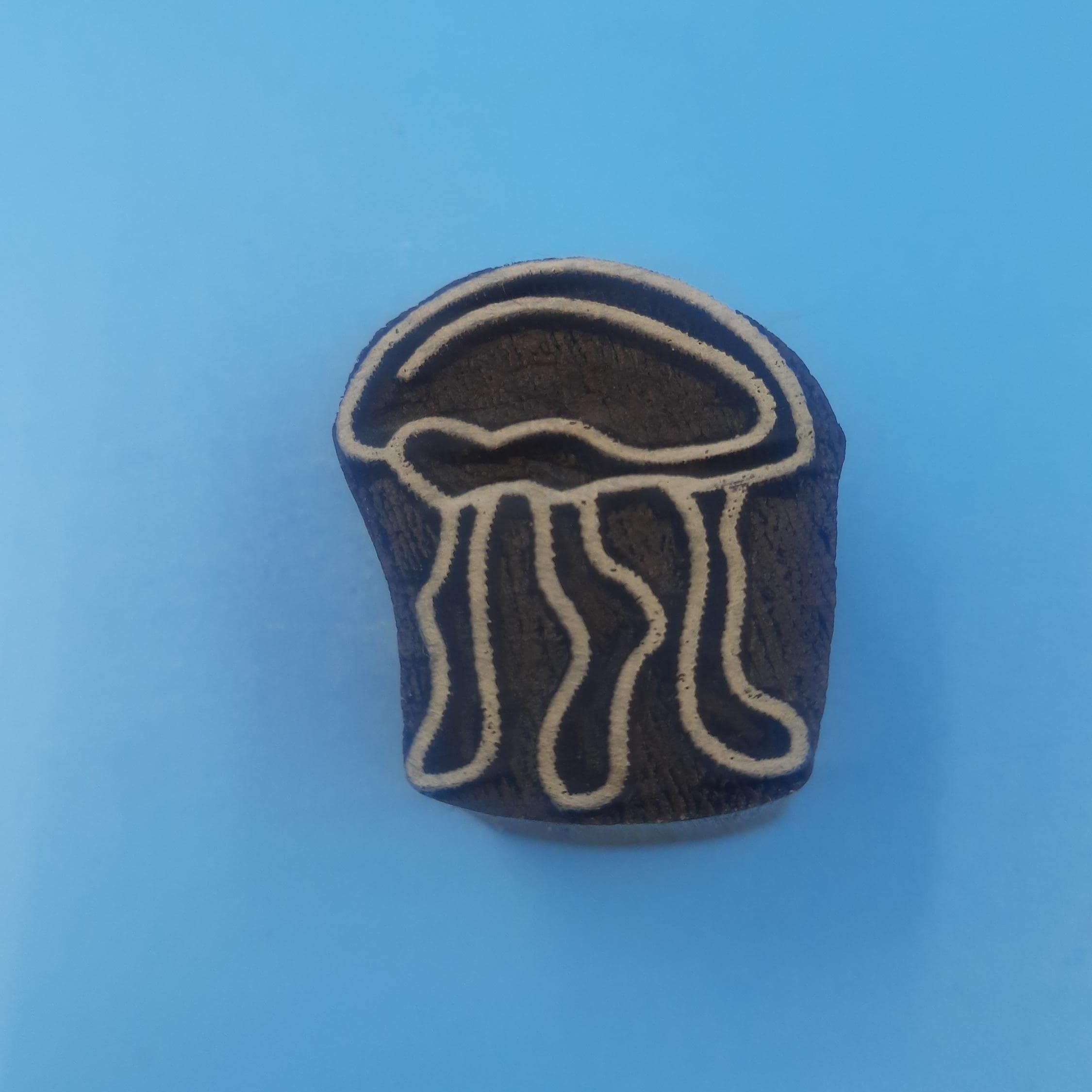 Jelly Fish Wooden Printing Block Pottery Stamp, Batik Tjaps, Blaudruck stempel