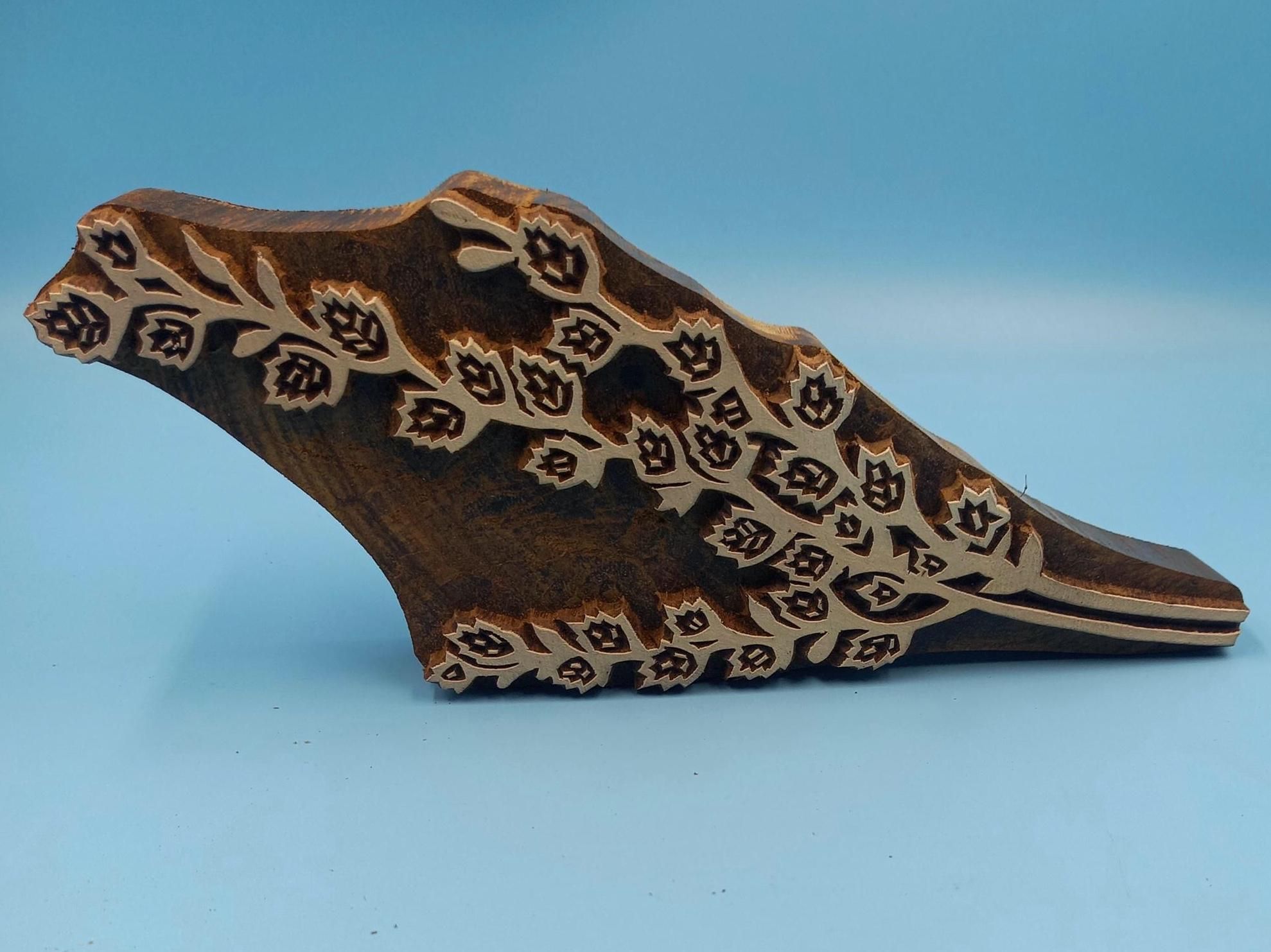 Farm Bush and Berries Wooden Printing Block Pottery Stamp, Batik Tjaps, Blaudruck stempel