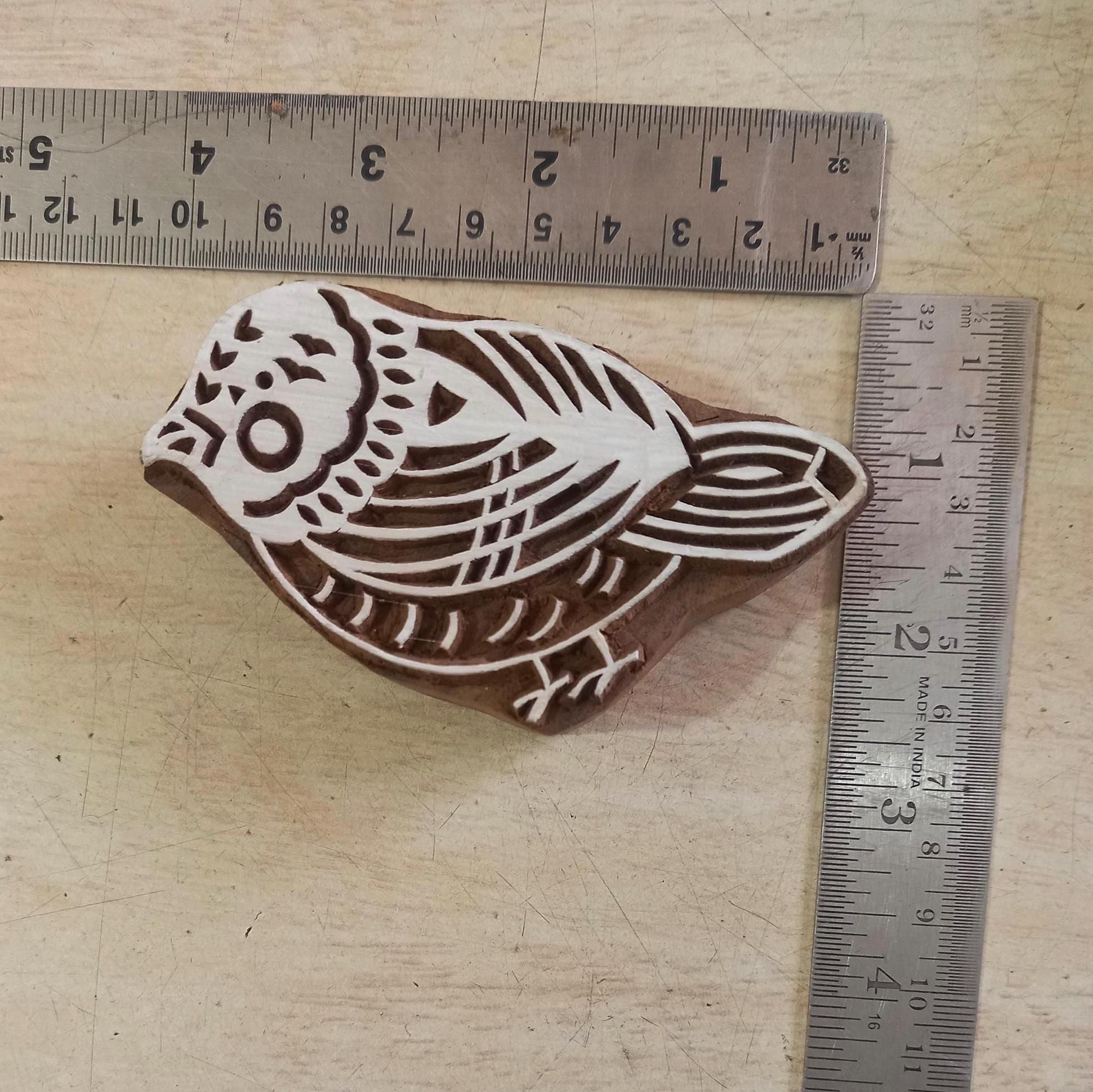 Canary Bird Wooden Printing Block Pottery Stamp, Batik Tjaps, Blaudruck stempel, floral carved stamps