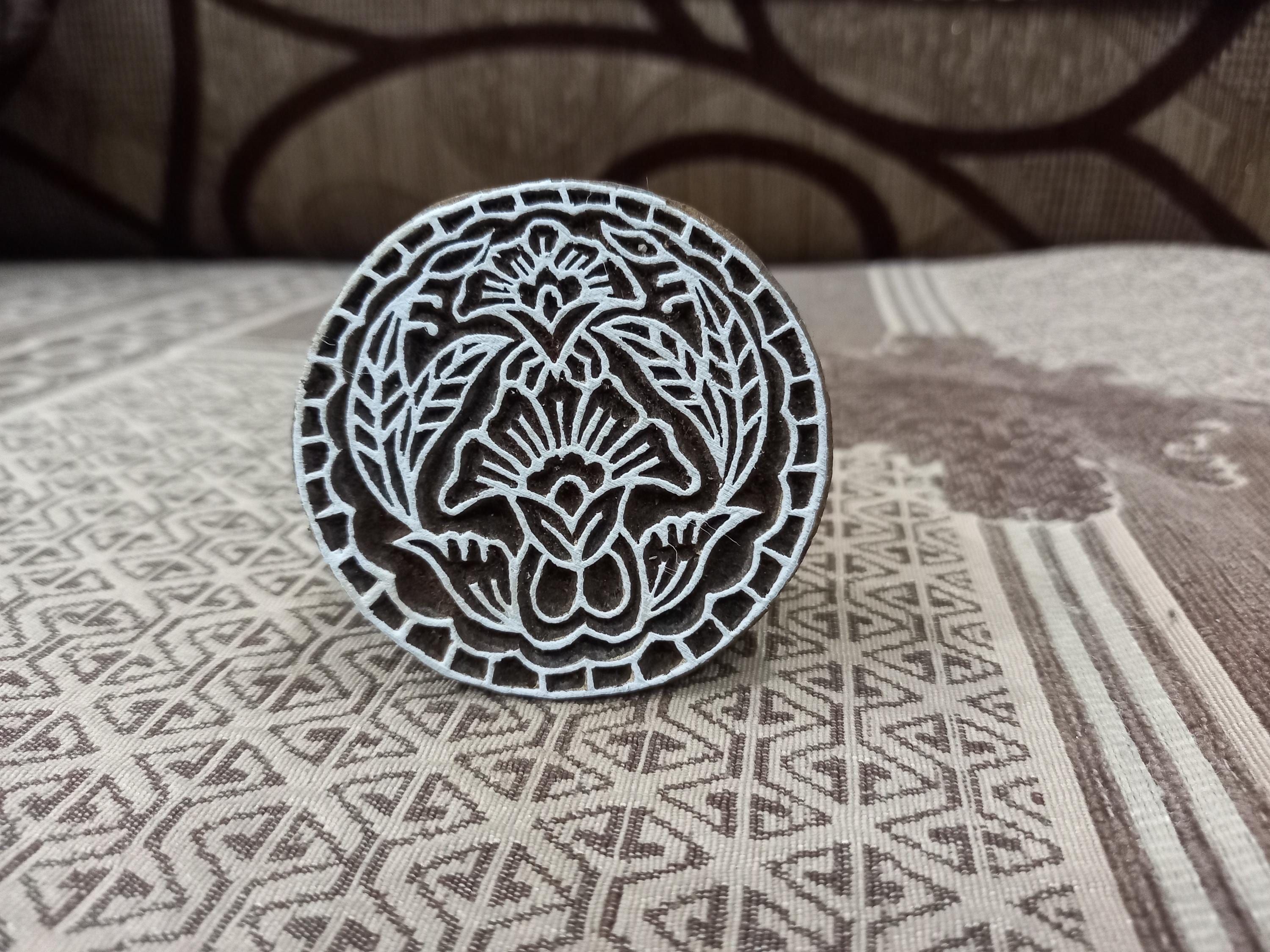 Floral Mandala Wooden Printing Block, Batik Tjaps (7.5cm)