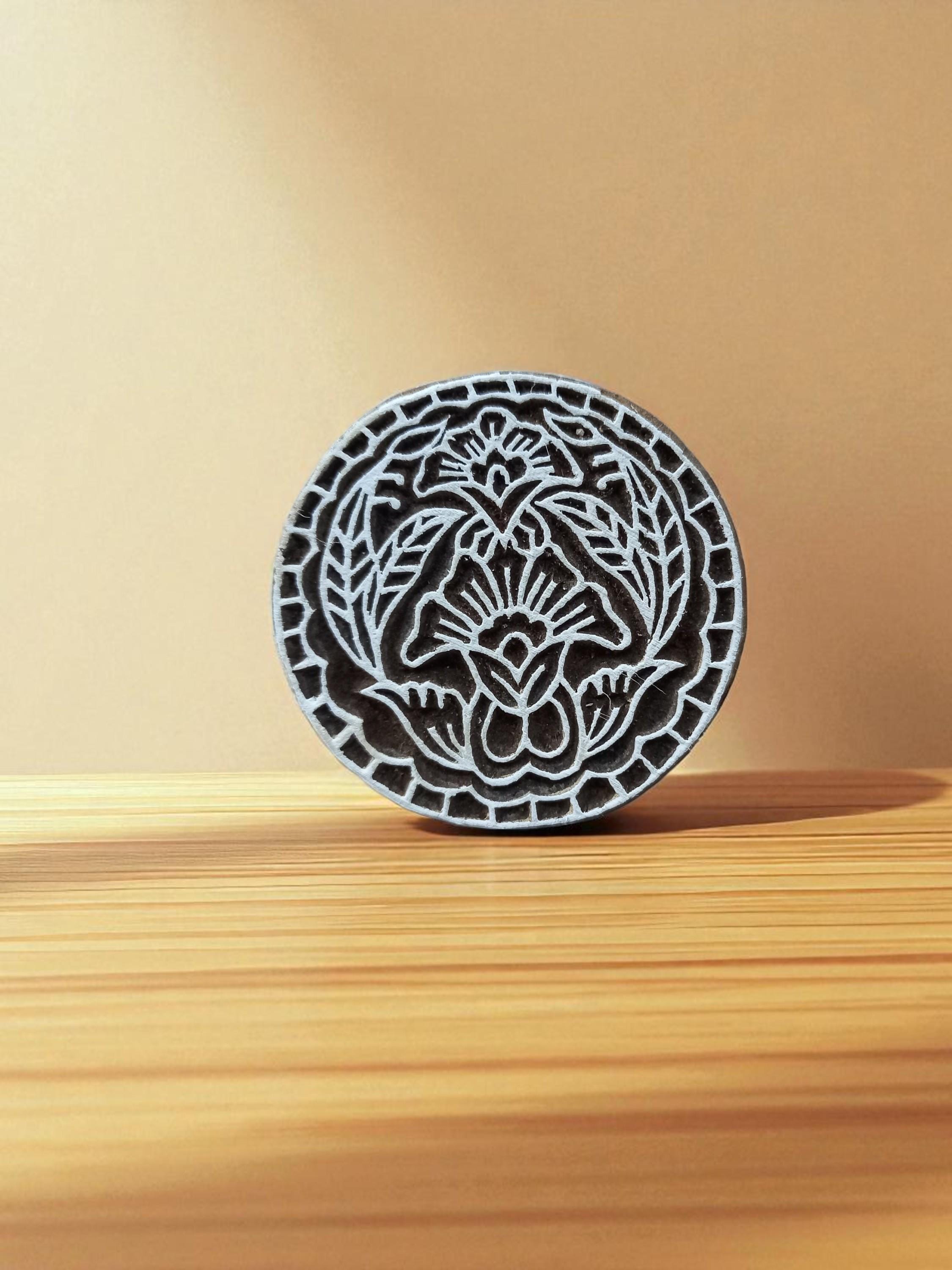 Floral mandala 2 ,pottery stamp ceramic mould scrapbooking tjap batik printing floral carved stamps.