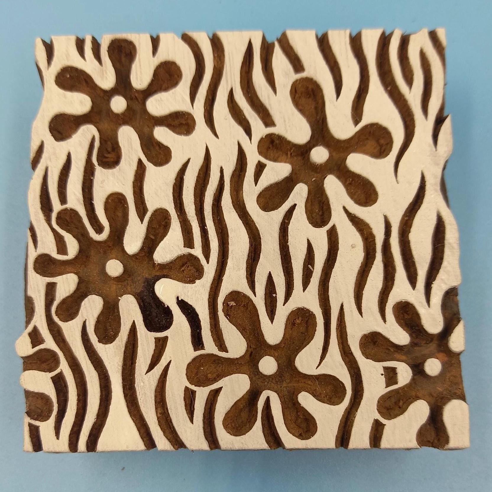 Underwater Flora Wooden Printing Block Pottery Stamp, Batik Tjaps, Blaudruck stempel, floral carved stamps