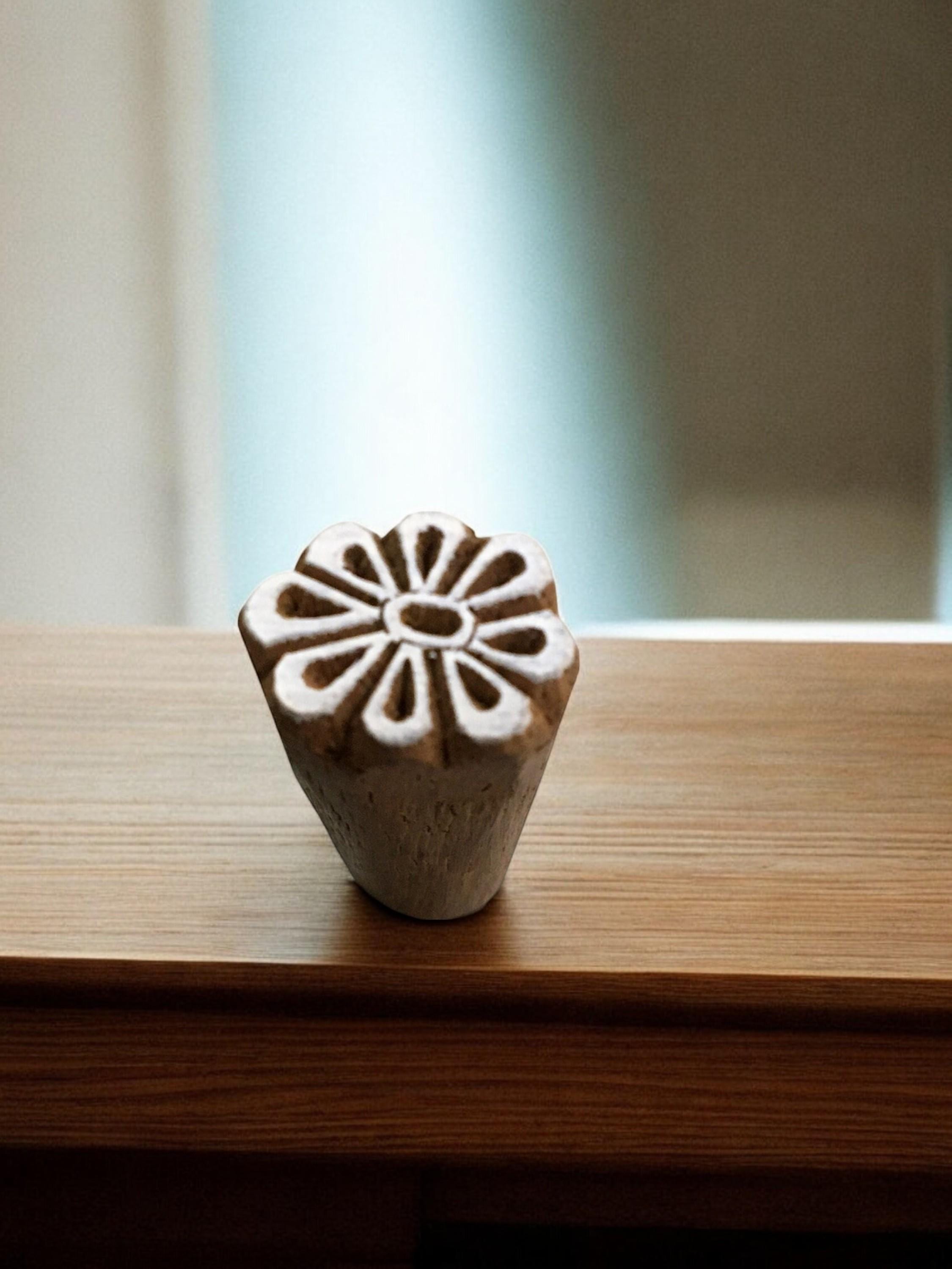 Mini Flower Indian Wooden Printing Block, Textile Stamp (2.5 cm)