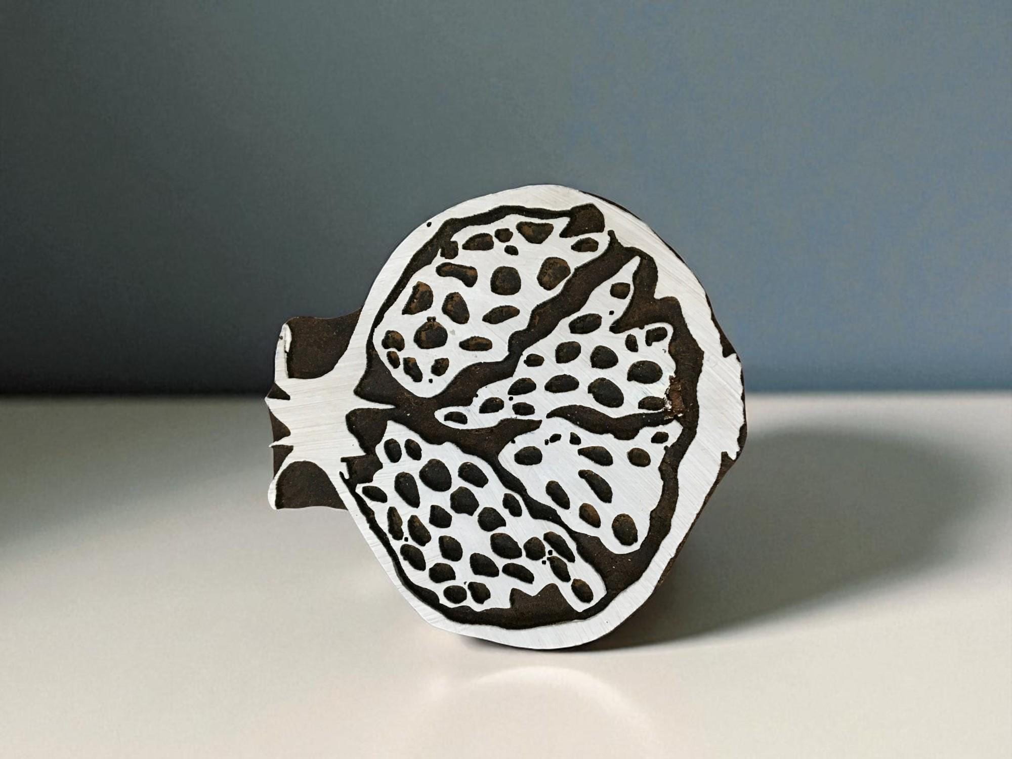 Half Pomegranate Wooden Stamp, Hand Carved Indian Block