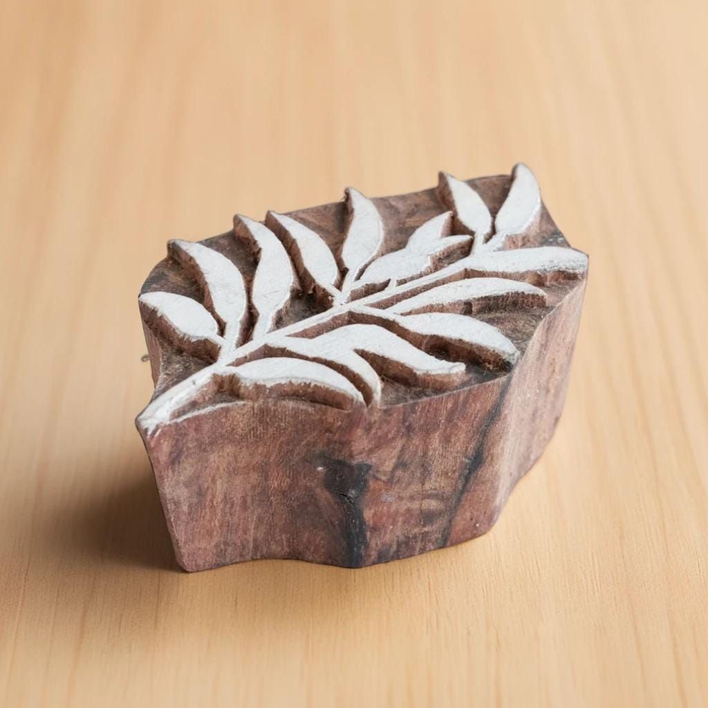 Indian Wood Stamp, Lush Branch Print, Pottery Textile Stamp
