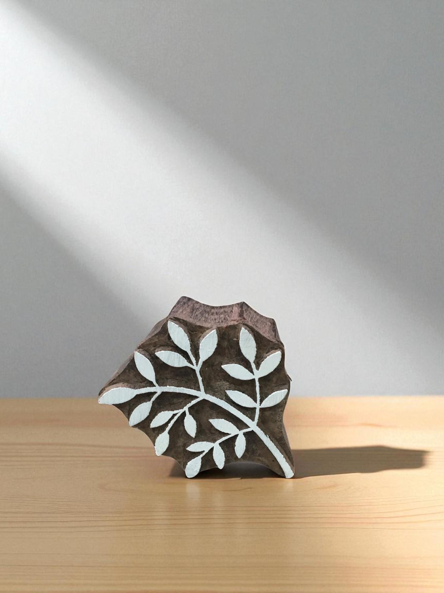 leaf bunch,   hand carved Indian wood printing block; textile stamp; pottery stamp,