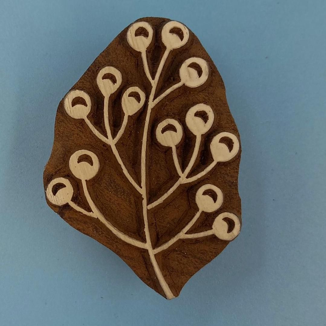 Garden Berries Wooden Printing Block Pottery Stamp, Batik Tjaps, Blaudruck stempel