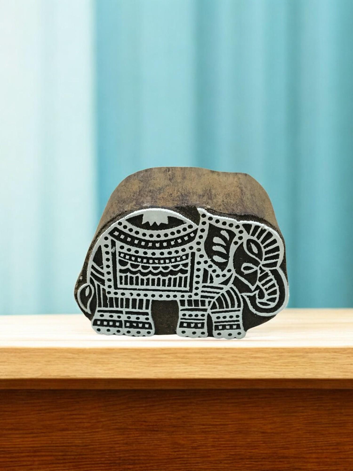 Big Elephant, hand carved Indian wood printing block; textile stamp; pottery stamp,