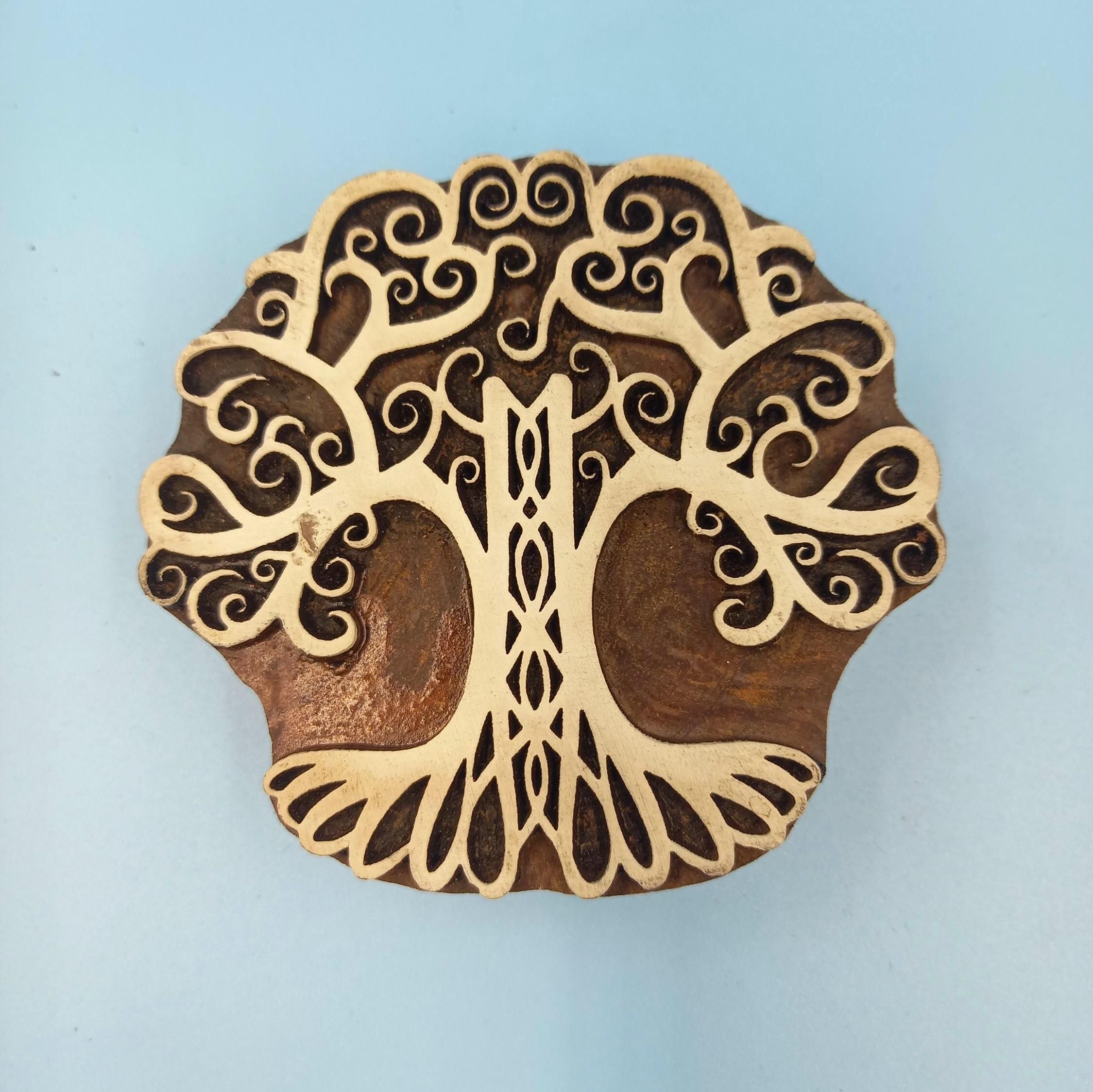 Celtic Tree Wooden Printing Block, Pottery Stamp (10x10cm)