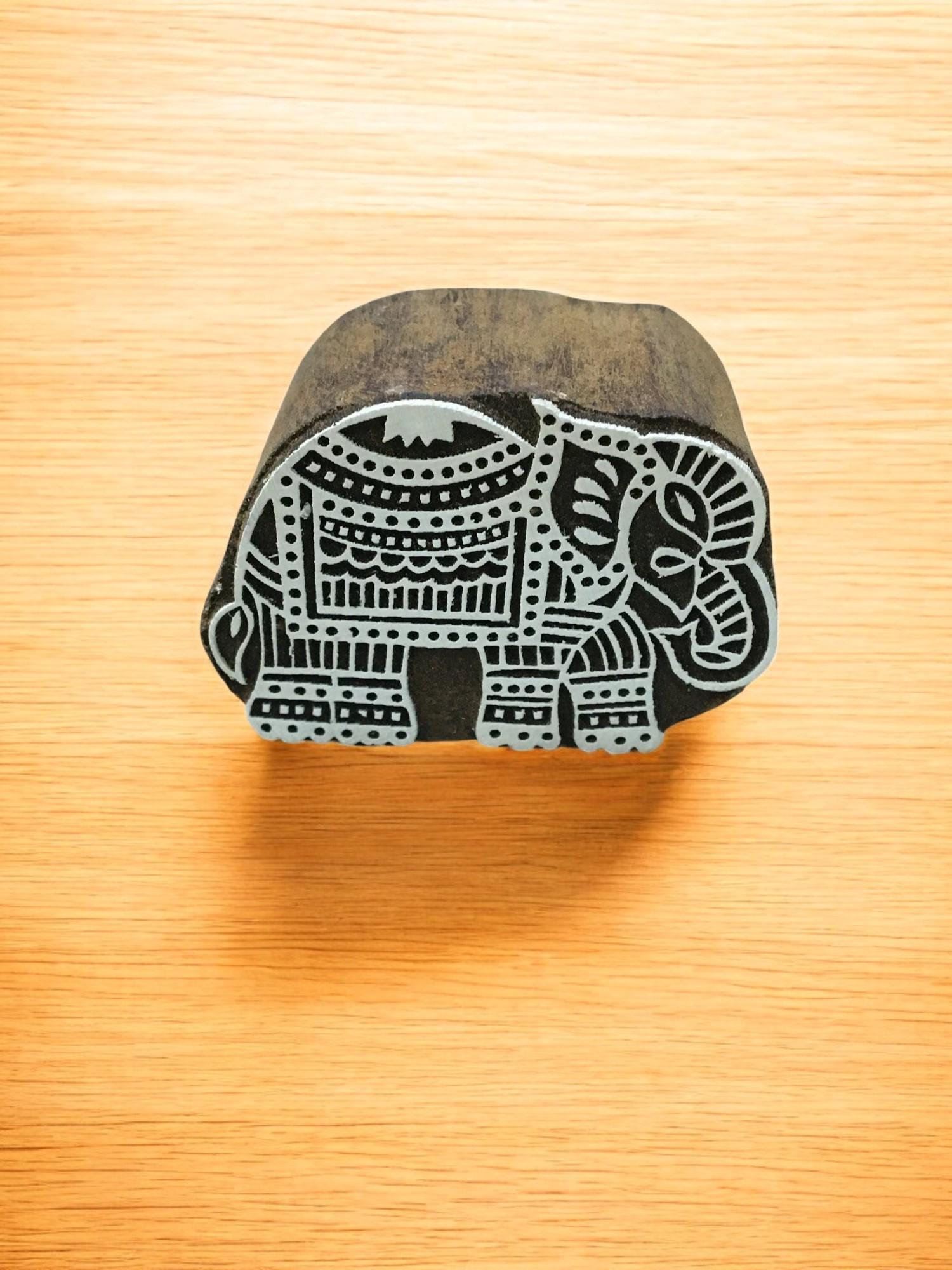 Big Elephant, hand carved Indian wood printing block; textile stamp; pottery stamp,