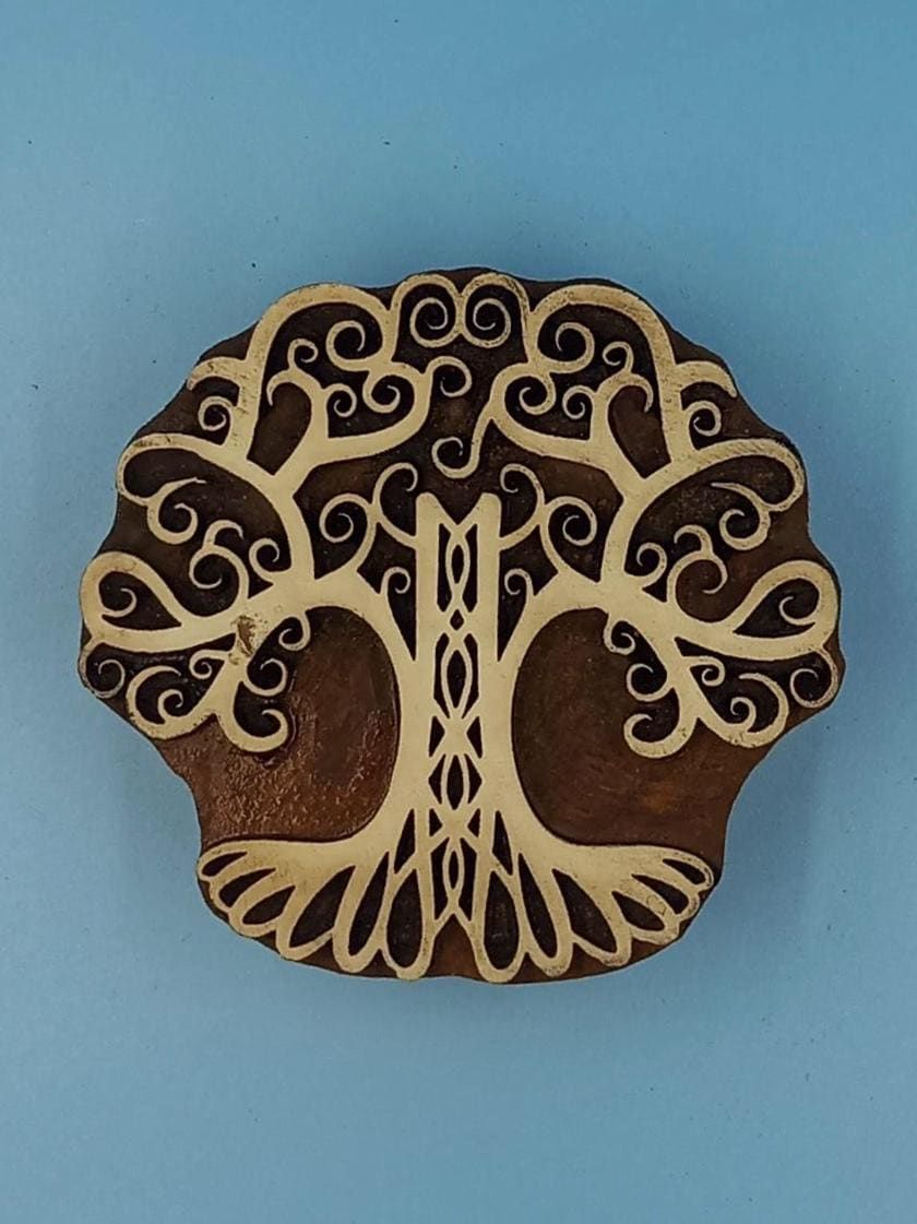 Celtic Tree Wooden Printing Block, Pottery Stamp (10x10cm)