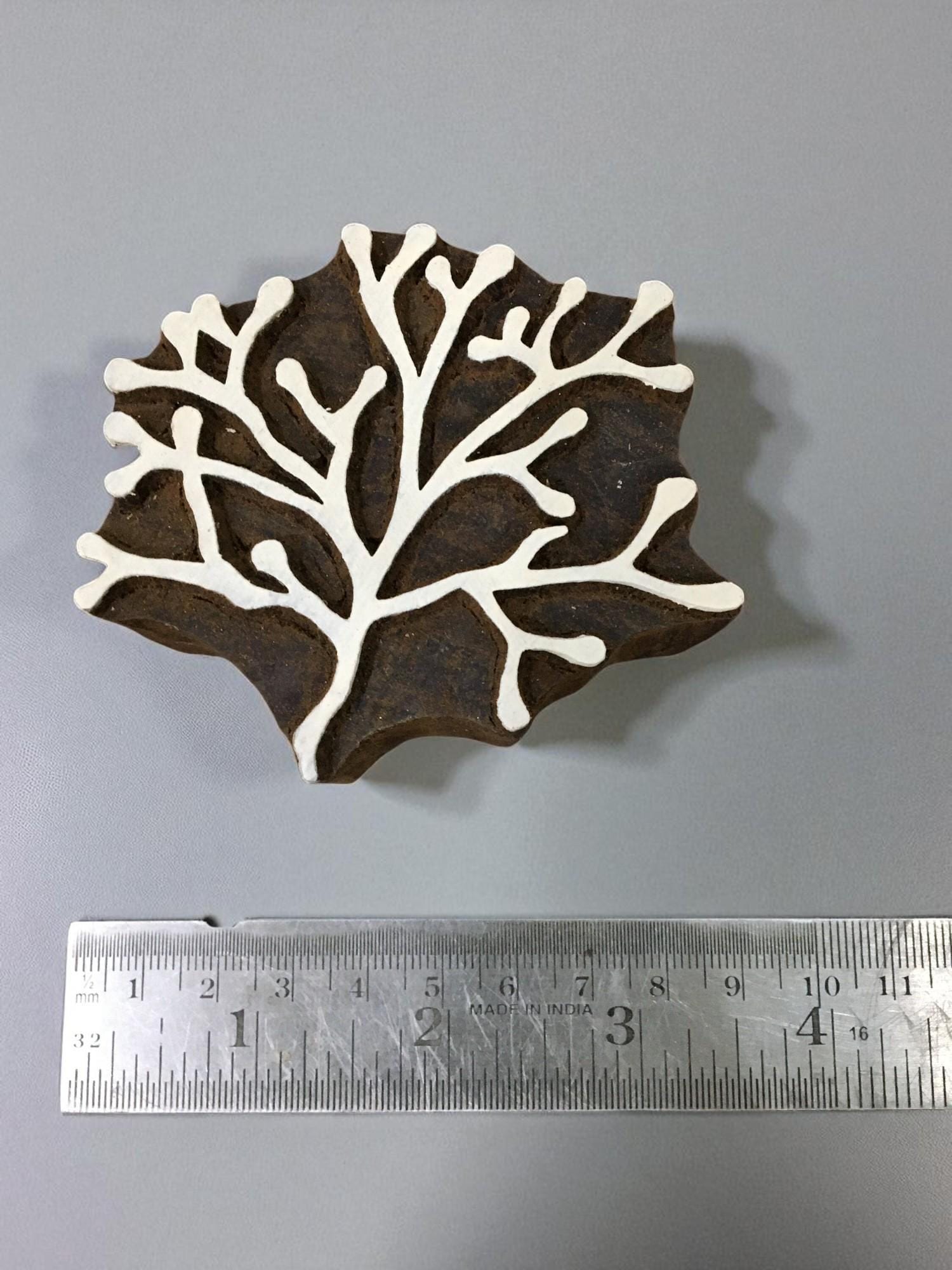 seaweed  hand carved Indian wood printing block; textile stamp; pottery stamp,