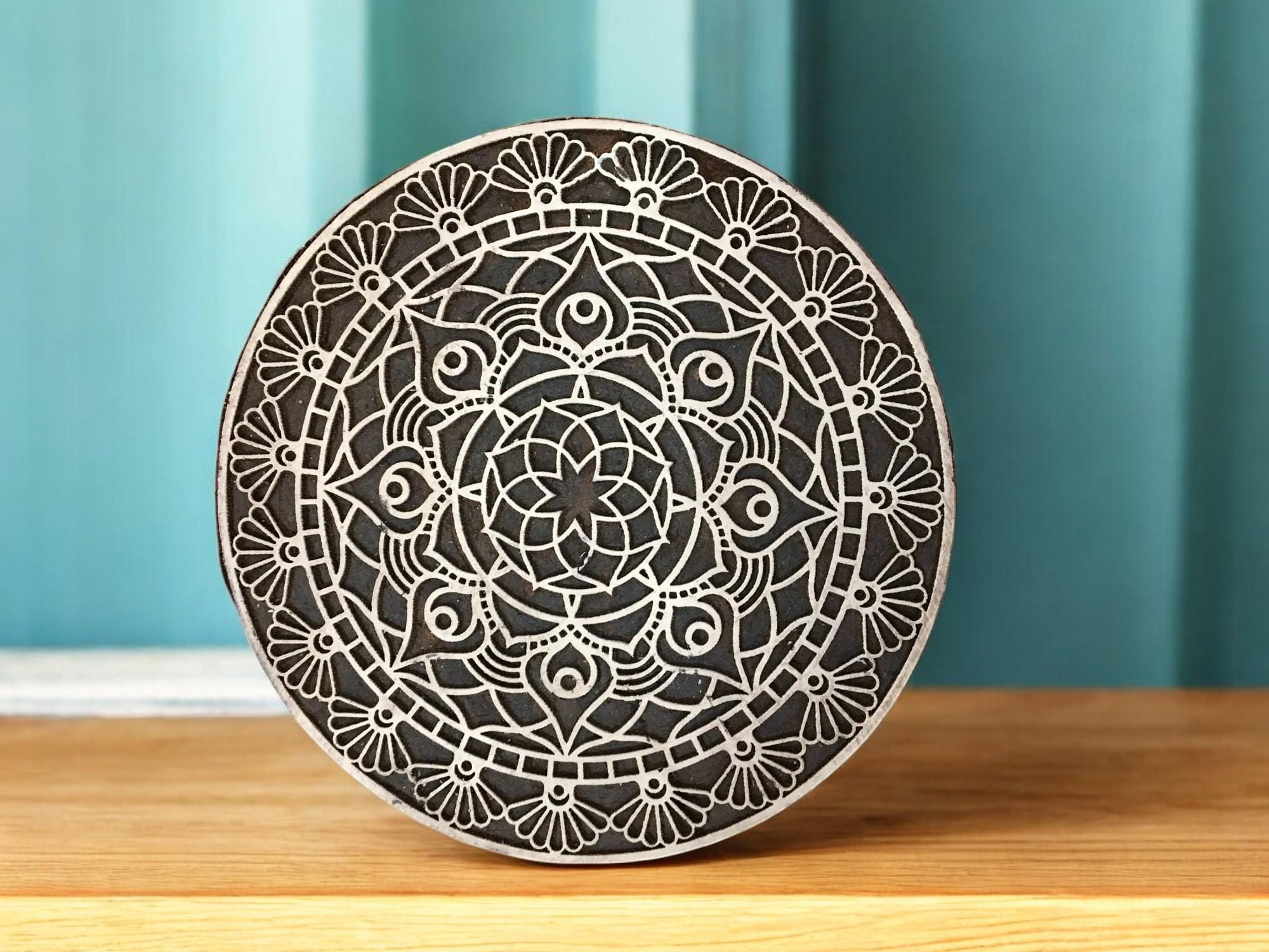 Floral Mandala Wood Stamp, Indian Textile Block