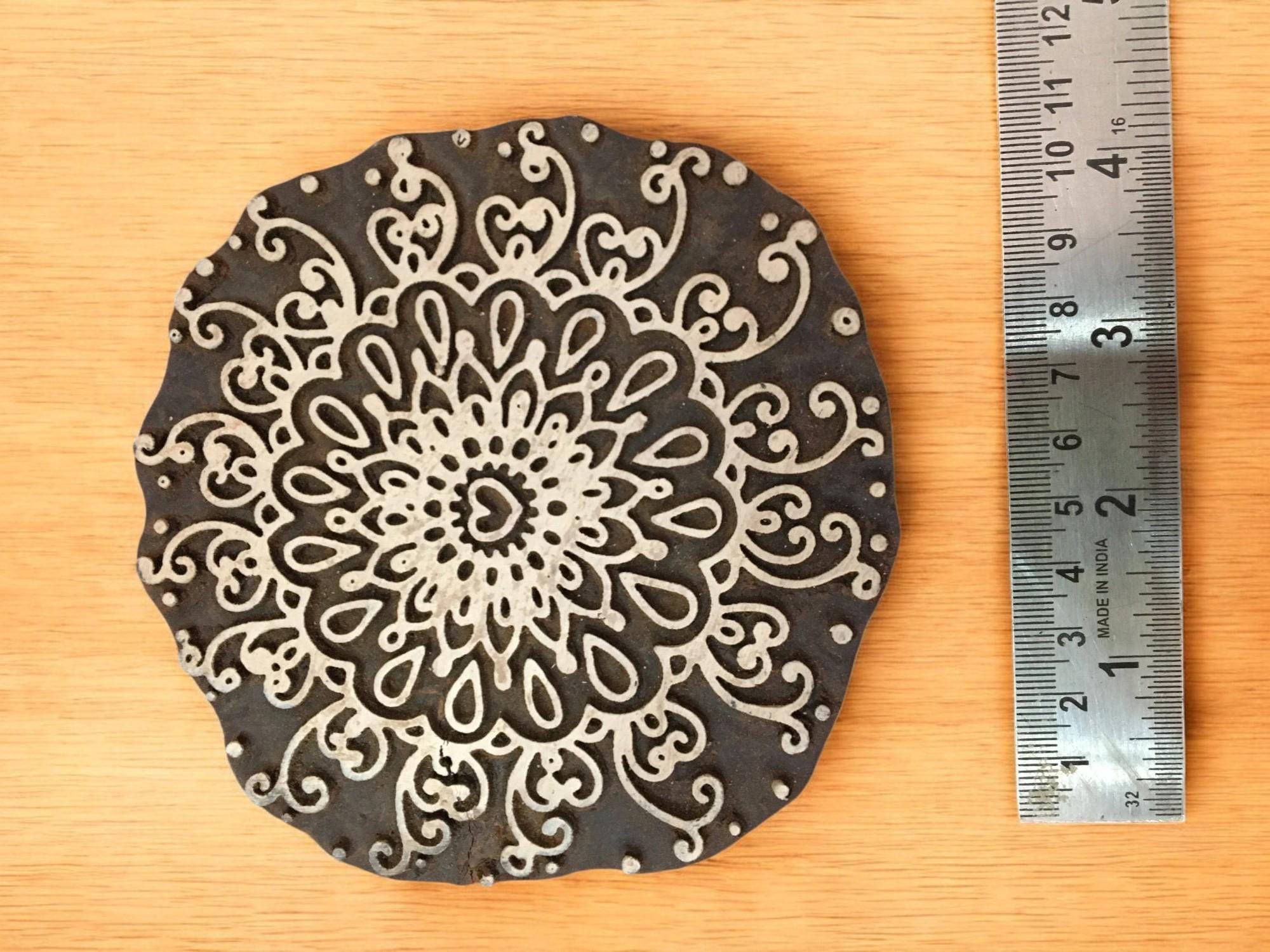 Floral Mandala Wood Stamp - Indian Textile, Pottery Print