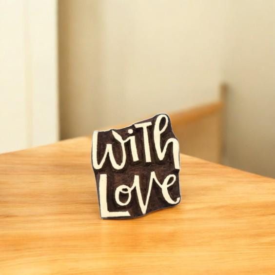 Indian Wooden Printing Block - Large With Love