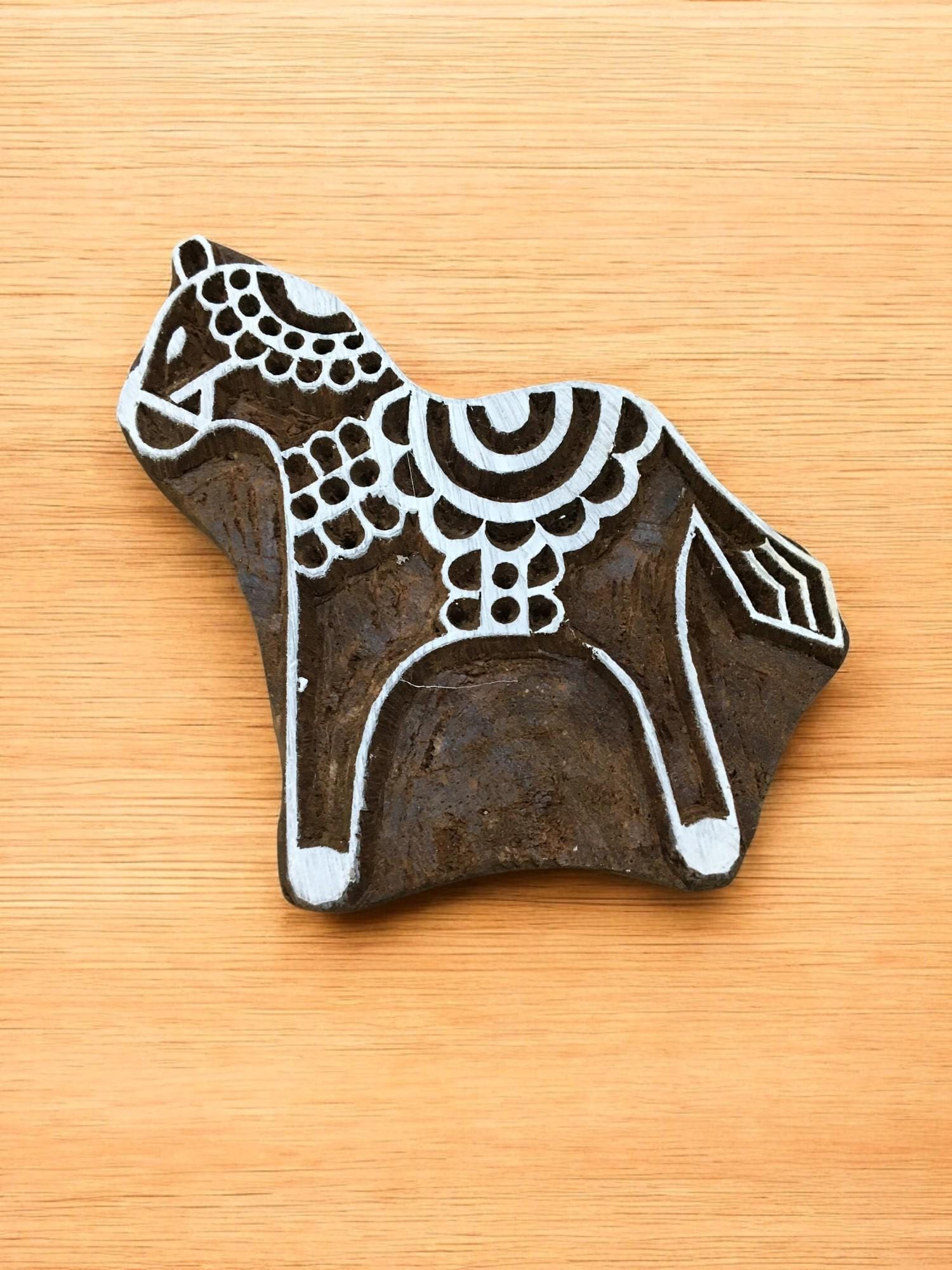 Dala Horse Wooden Stamp, Swedish Folk Art Block
