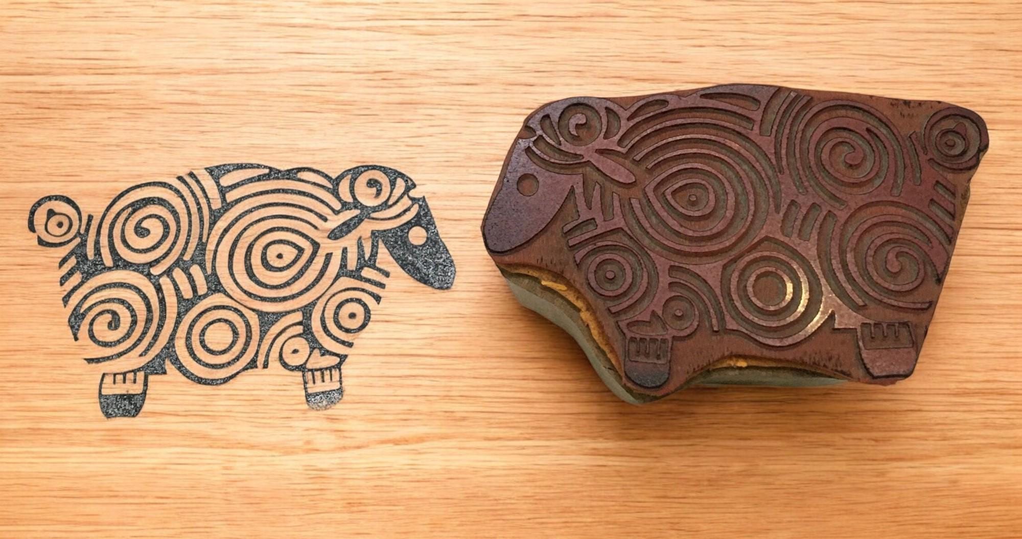 Curly Sheep Rubber Stamp – Indian Wood Block Print