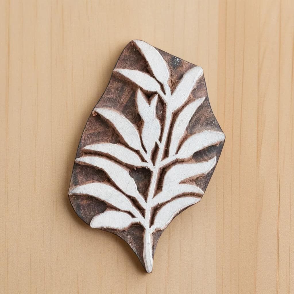 Indian Wood Stamp, Lush Branch Print, Pottery Textile Stamp
