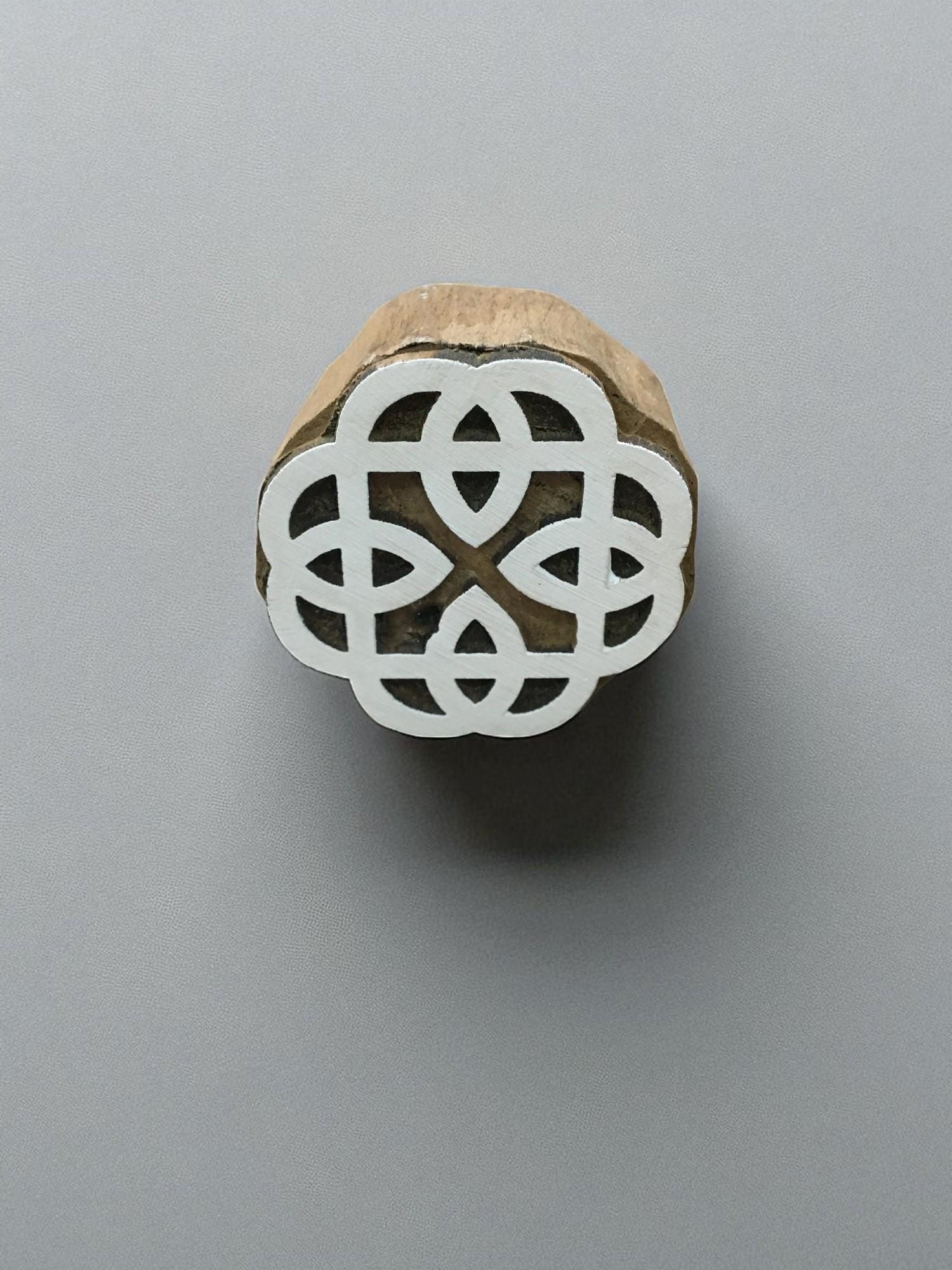 Celtic knot  hand carved Indian wood printing block; textile stamp; pottery stamp,