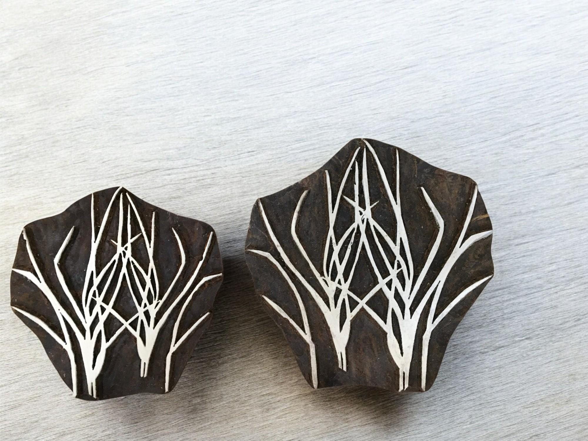 Wild Grass, hand carved Indian wood printing block; textile stamp; pottery stamp,