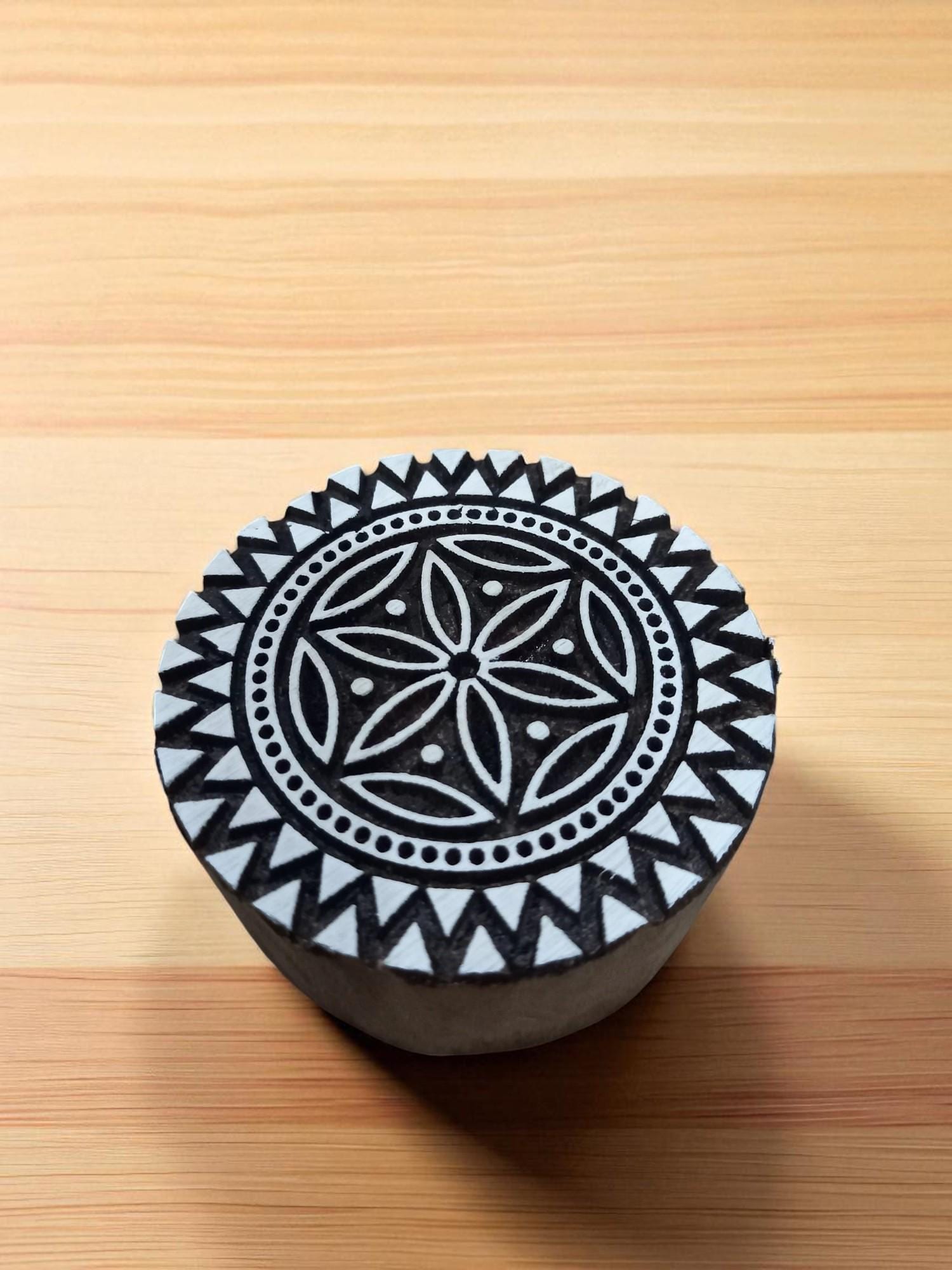 A Geometric Mandala ,pottery stamp ceramic mould scrapbooking tjap batik printing floral carved stamps.